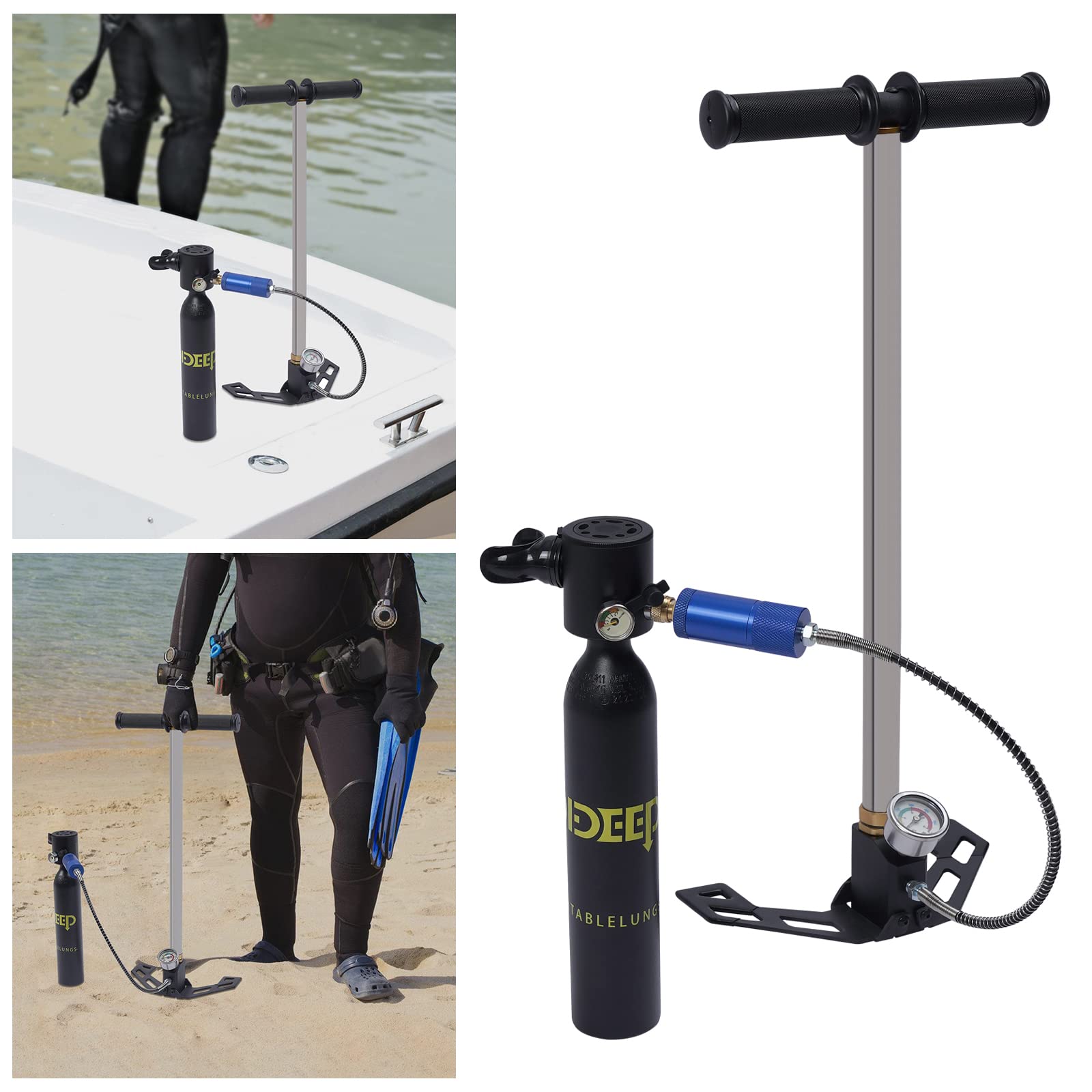 DNYSYSJ 4500PSI 0.5L Mini Scuba Diving Tank with High Pressure Air Pump - Portable Oxygen Cylinder Set for Underwater Photography, Snorkeling & Emergency Backup (Black)