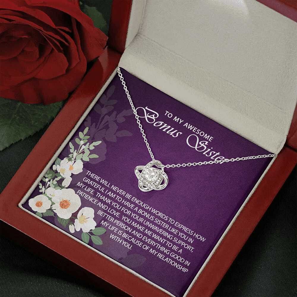 Handmade Message Card Necklace - Personalized Jewelry Gift for Bonus Sister | Birthday, Christmas, Mother's Day & Appreciation Present | Perfect for Special Occasions & Heartfelt Moments