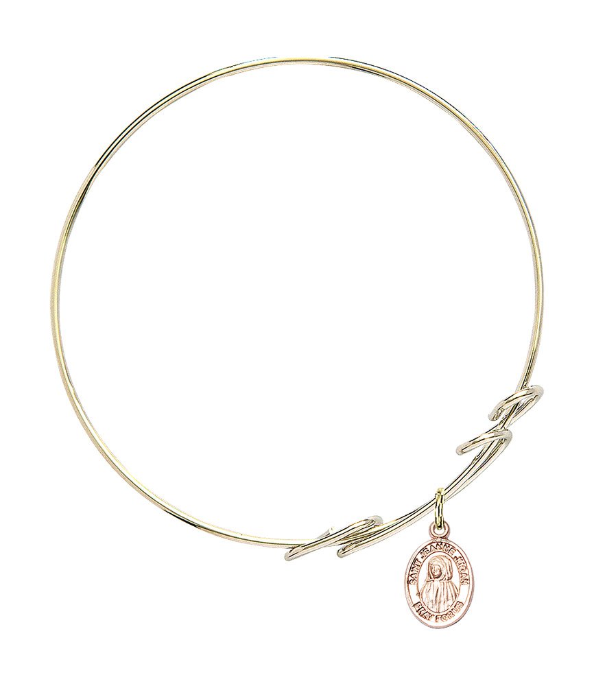 Gold-Filled Round Double Loop Bangle Bracelet with St. Jeanne Jugan Charm - Elegant Religious Jewelry for Women, Perfect for Church, Weddings & Everyday Wear