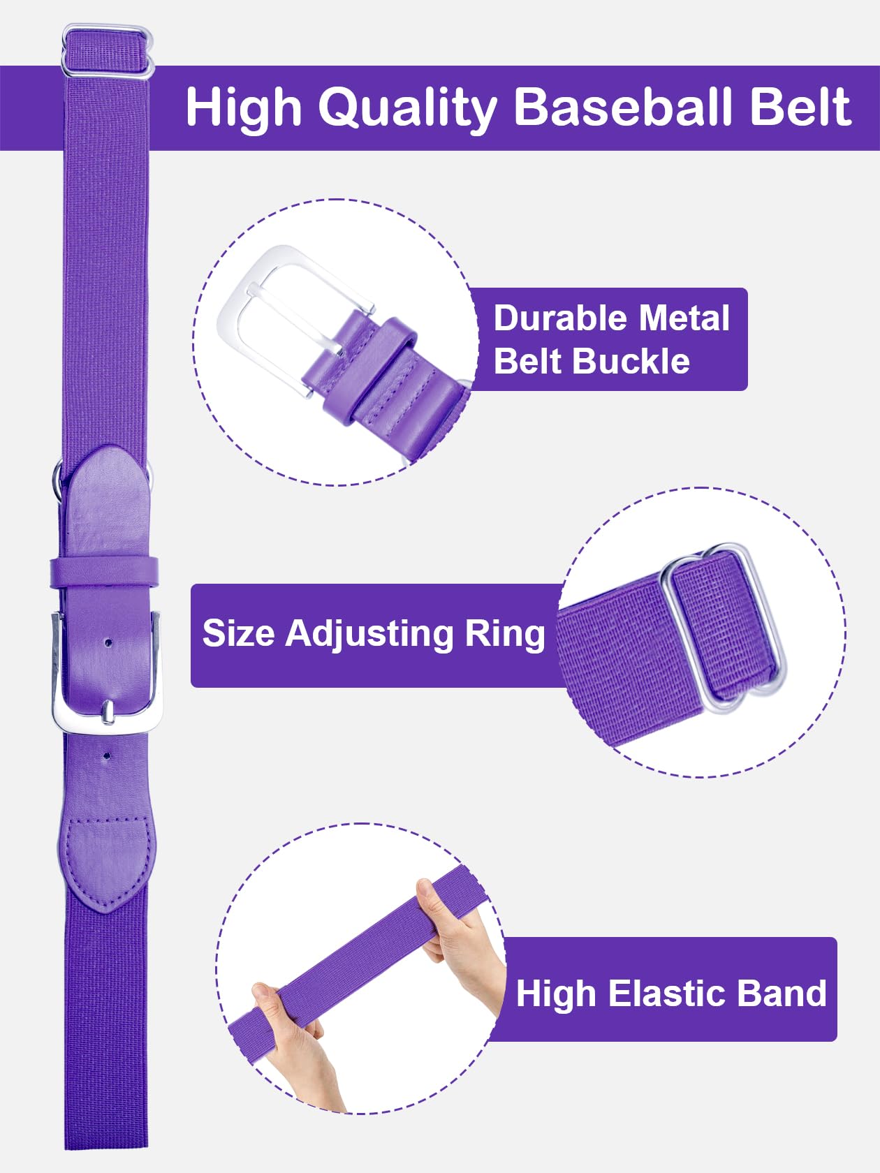 Baseball & Softball Socks with Elastic Waist Belt Combo - Youth & Adult Sizes (2 Pairs Socks + 1 Belt) - Perfect for Baseball Games, Practice & Sports Uniforms