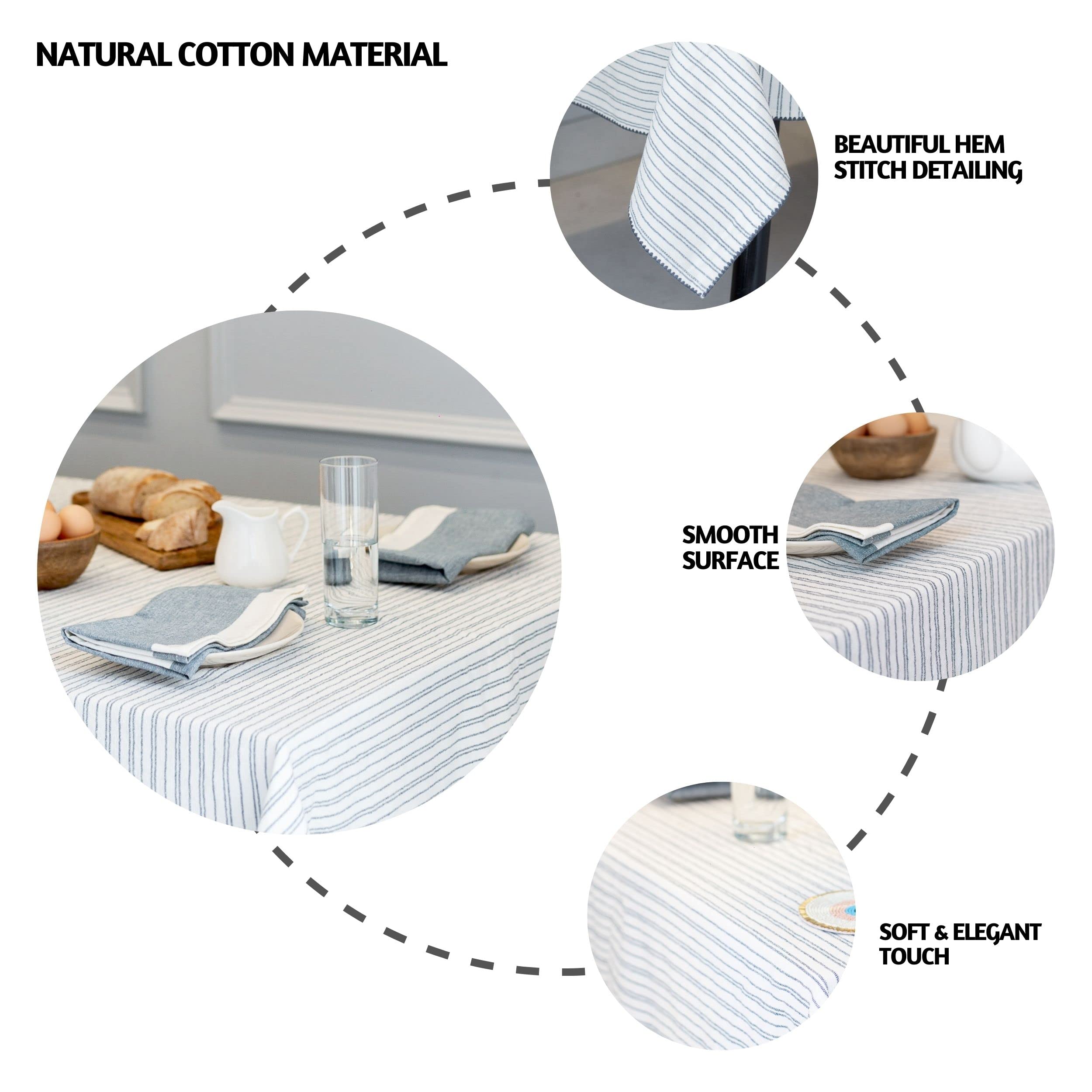 Bohemian 60x60 Inch Square Tablecloth - 100% Cotton Farmhouse Table Cover for Dining, Kitchen, or Outdoor Decor | Midnight Blue Summer Table Linens for Parties & Home Styling