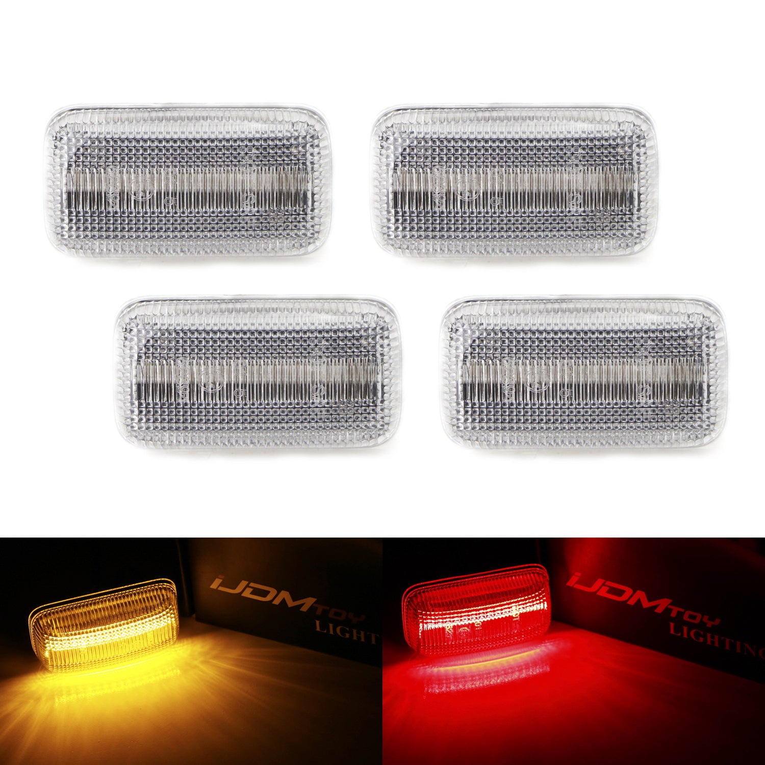 Amber/Red LED Rear Fender Marker Lights for 2015+ Chevy GMC 2500/3500HD - Clear Lens, Durable Truck Accessories for Enhanced Night Visibility & Safety