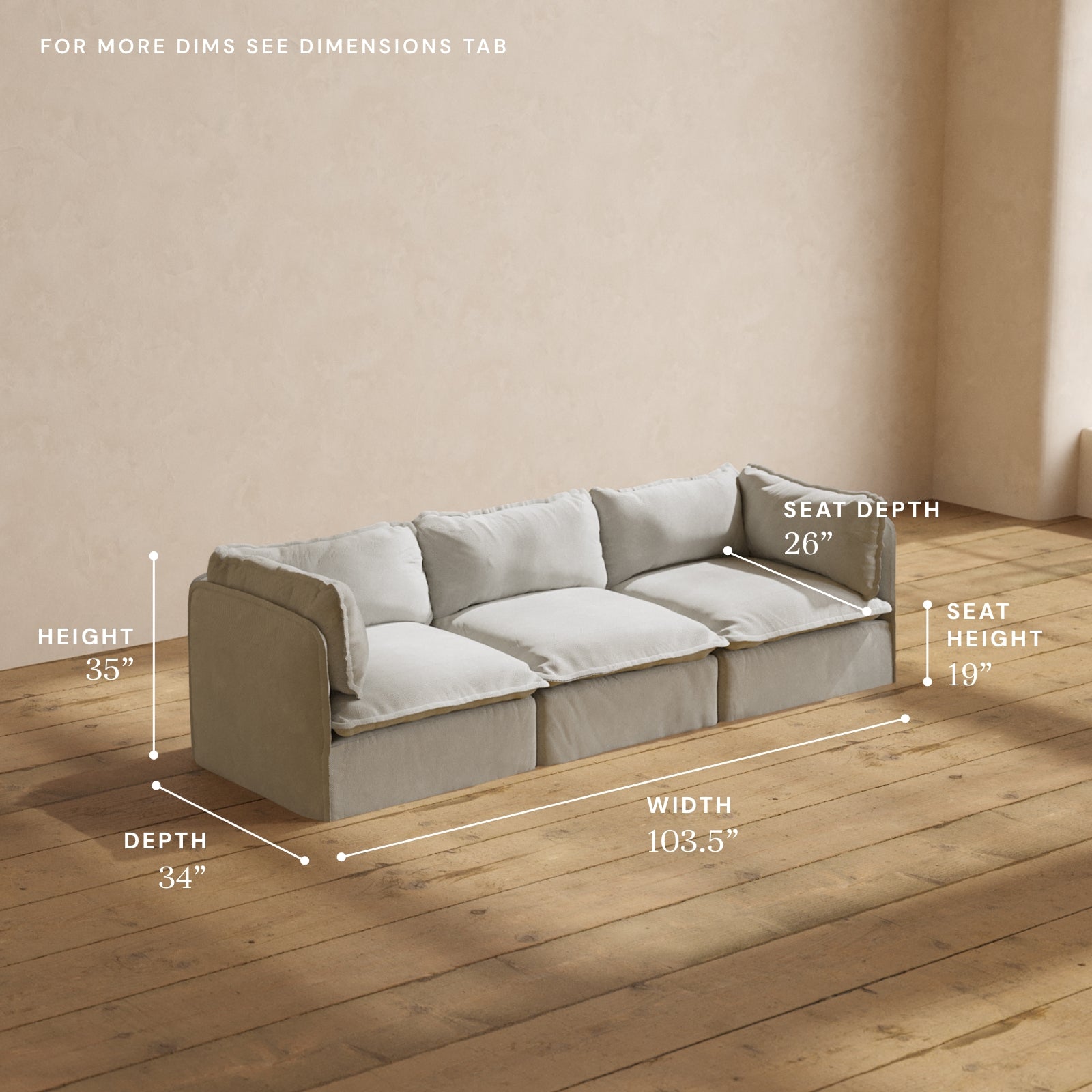 Premium Modular Performance 3-Seater Sofa in Cloud Color | Luxury Blend Fabric | Perfect for Living Room, Lounge & Office Spaces