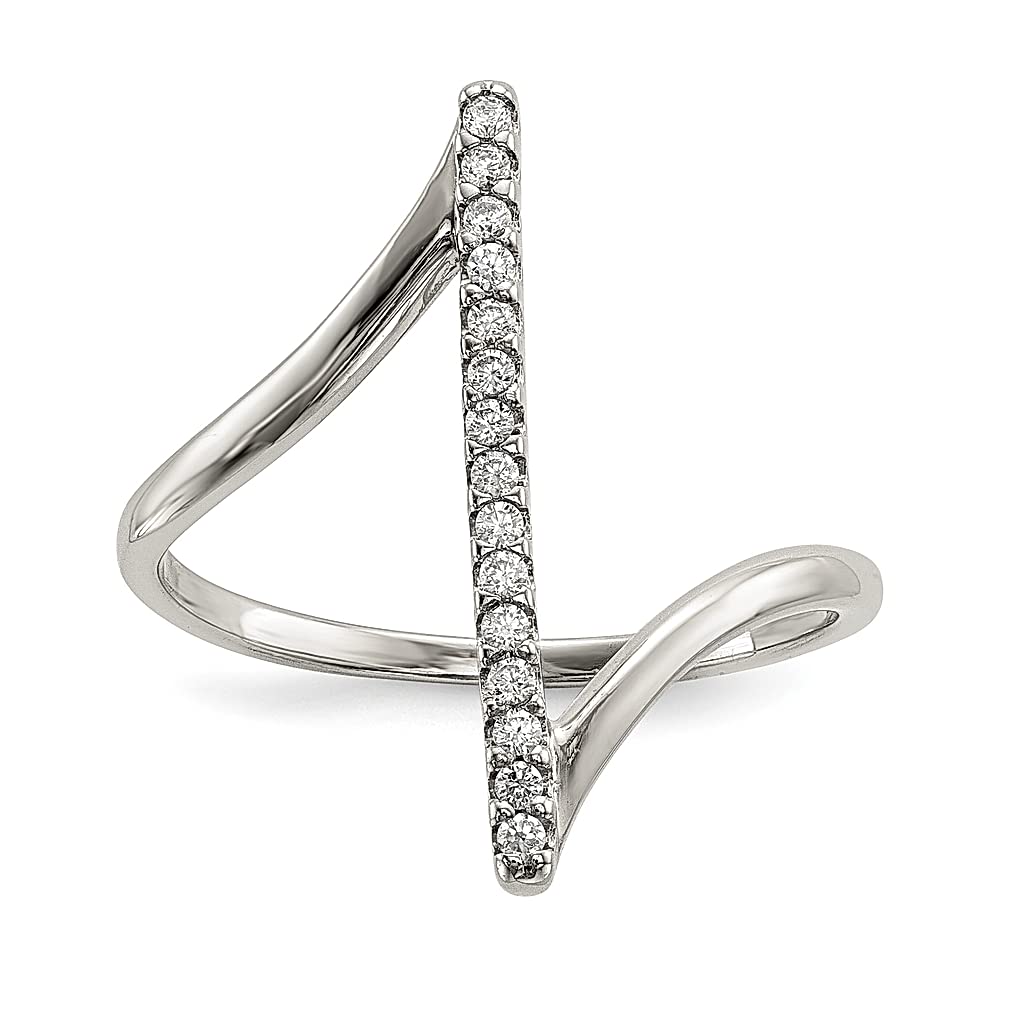 925 Sterling Silver CZ Bar Ring for Women - Elegant Jewelry Gift for Her - Perfect for Parties & Date Nights