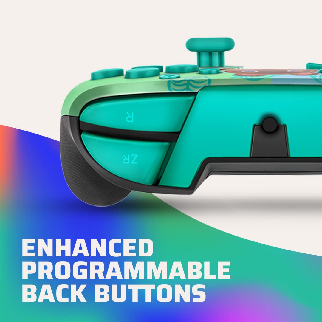 PDP REMATCH Enhanced Wired Nintendo Switch Pro Controller for Switch, Switch Lite & OLED - Animal Crossing Tom Nook Edition (Blue/Green) | Perfect for Gaming, Multiplayer & Competitive Play