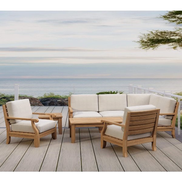 Riviera Luxe 7-Piece Outdoor Modular Sectional Sofa Set with Rectangular Coffee Table - Perfect for Patio, Poolside, and Backyard Relaxation
