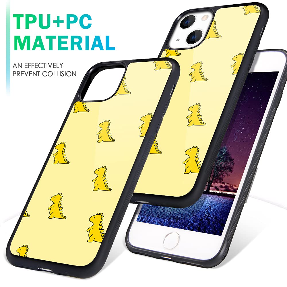 MAYCARI iPhone 13 Pro Max Case - Cute Yellow Dinosaur Design, Hard Back & Soft TPU Bumper Protective Cover for Women & Girls | Perfect for School, Work & Everyday Use