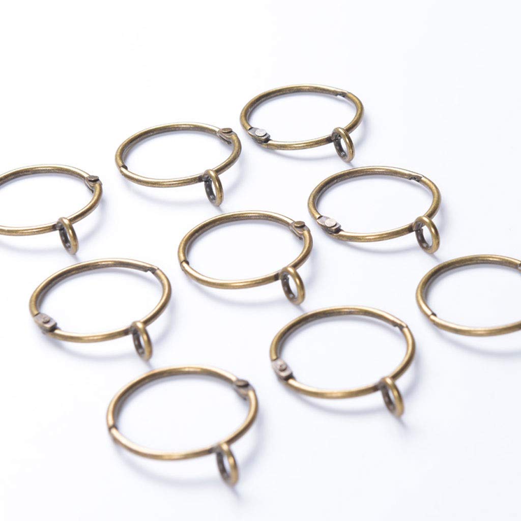 10 Pack Bronze Open Curtain Rings with Eyelet - 1.5 Inch Rust-Proof Brass Metal Drape Loops for Shower Curtains, Rods & Poles - Easy Open/Close Design (Set of 50) - Perfect for Bedroom, Living Room & Bathroom Window Treatments