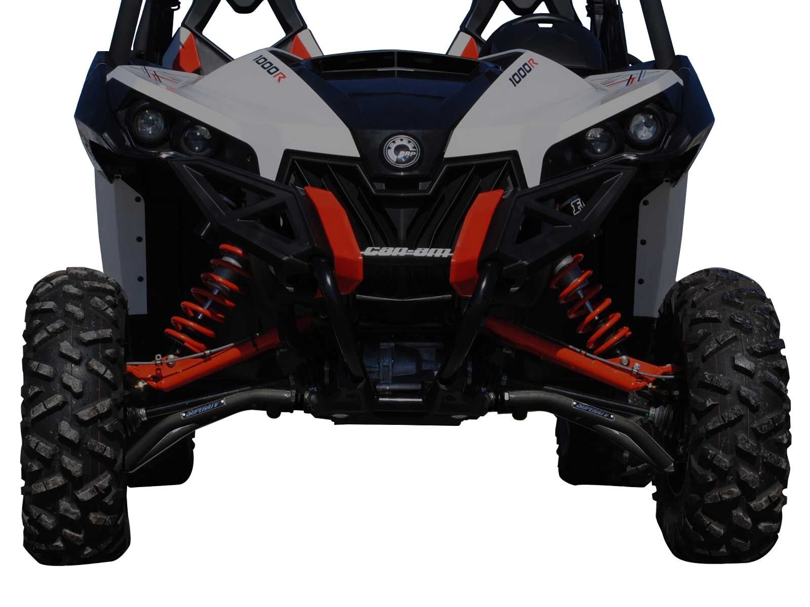 SuperATV High Clearance Front A-Arms for Can-Am Maverick DPS/XMR/XRS/MAX/Turbo - Heavy Duty Off-Road Suspension Upgrade Kit (Black) - Perfect for Mudding, Rock Crawling & Trail Riding