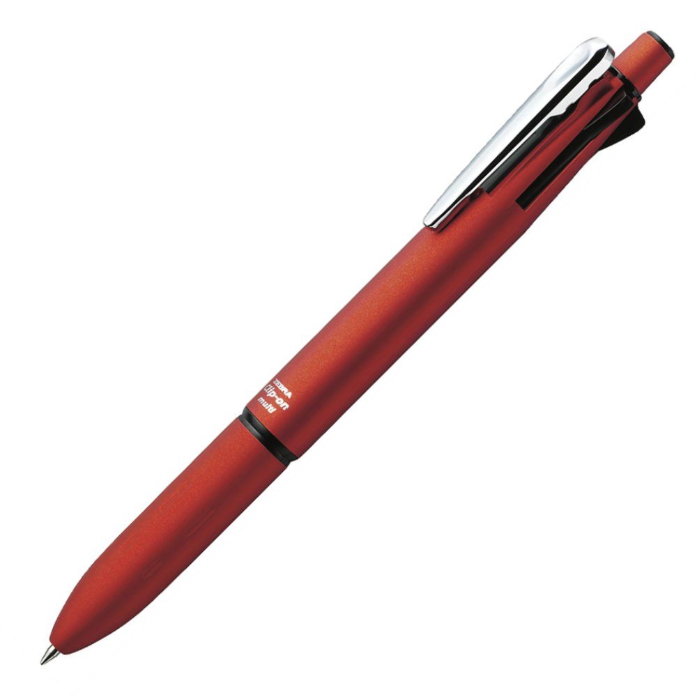 Zebra Clip-On Multi 2000 4-Color 0.7mm Ballpoint Pen & 0.5mm Mechanical Pencil Combo - Red Body - Perfect for Office, School, Note-Taking & Everyday Writing