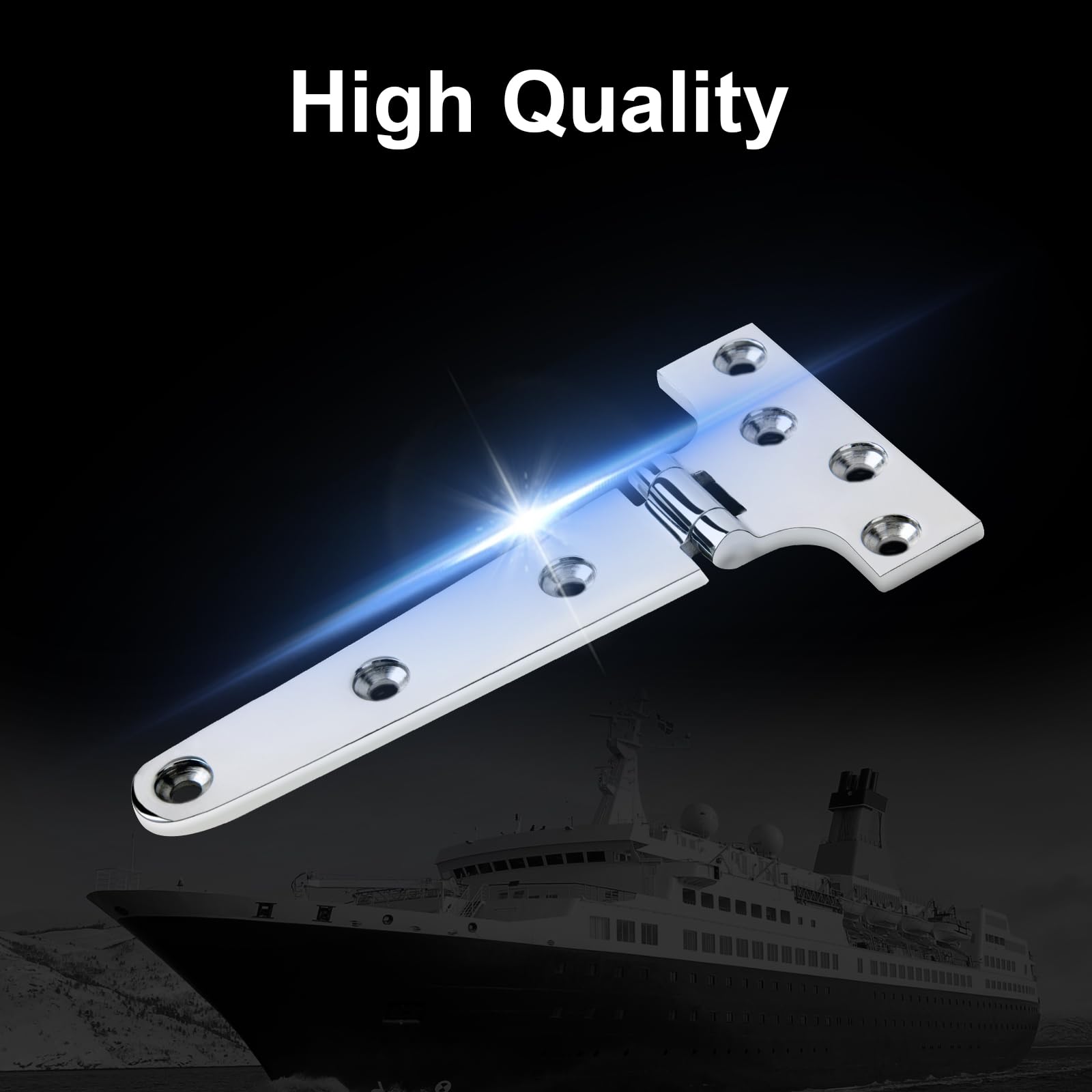 CHANGE MOORE 316 Stainless Steel Marine Grade Boat Hatch Hinge - Heavy Duty T Hinges for Cabinets & Doors with Screws - Perfect for Boats, RVs, and Outdoor Furniture