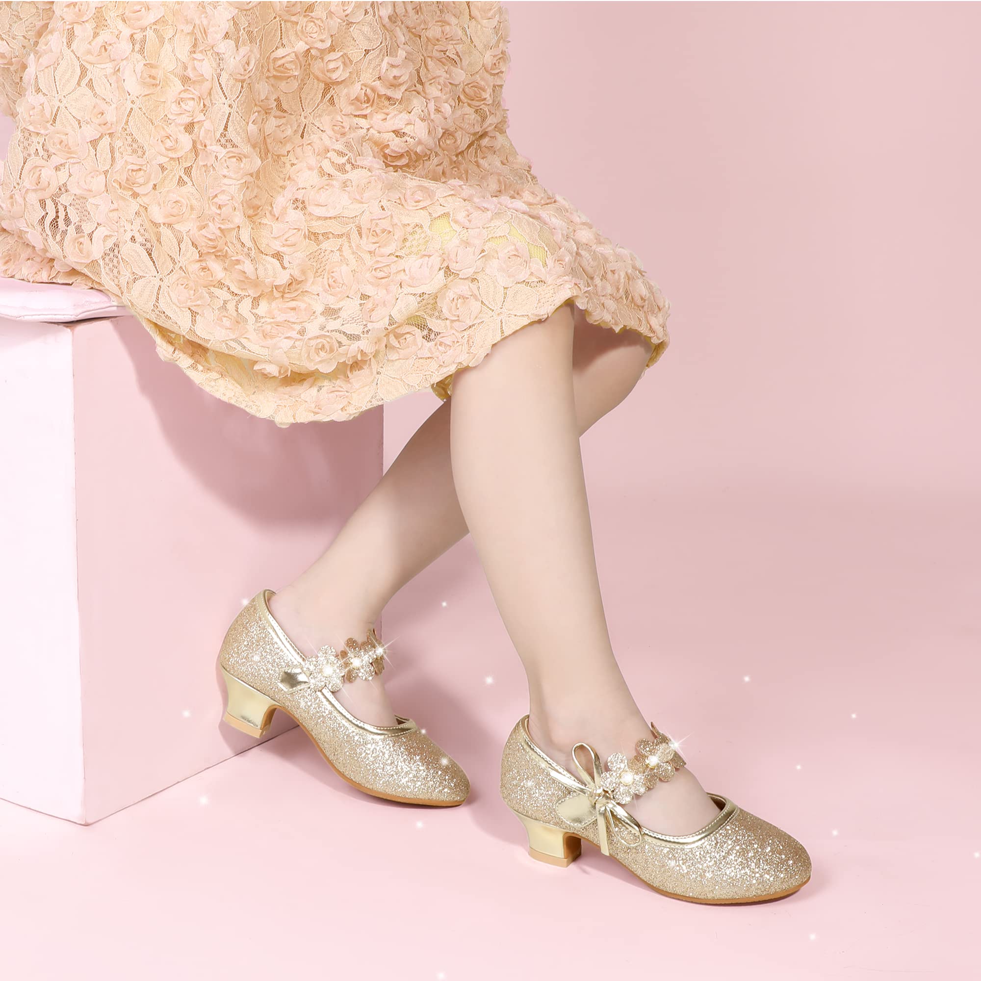 Girls Dress Shoes for Wedding & Party - PANDANINJIA Toddler Heels