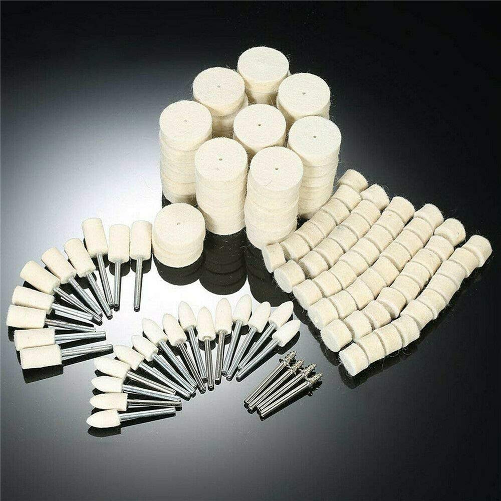 129-Piece Felt Polishing Buffing Pads & Wool Wheel Kit for Rotary Tools - Plastic Backing Pads - Ideal for Car Detailing, Jewelry Polishing & DIY Crafts
