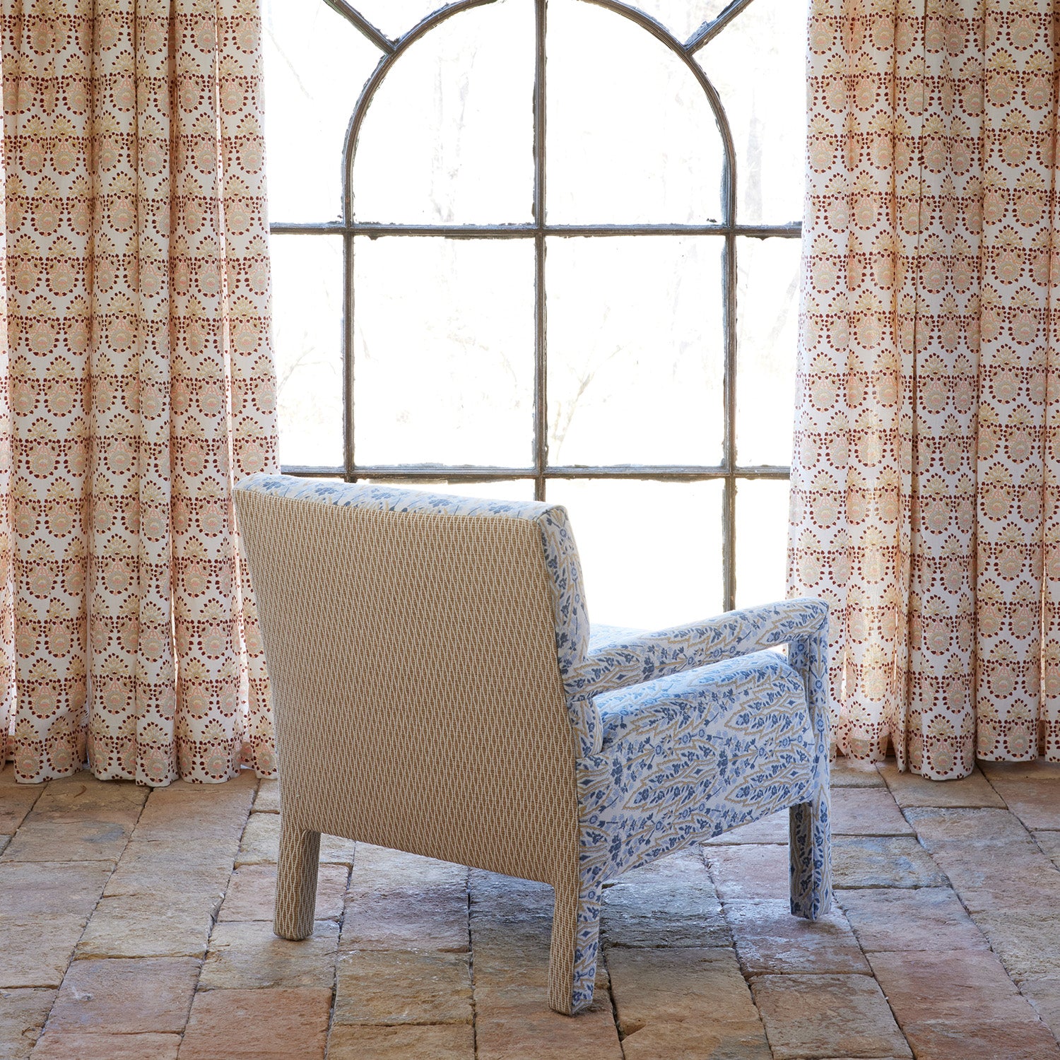 Square Chair in Marmar Marigold and Natesh Sand - Modern Accent Chair for Living Room, Bedroom & Office - Comfortable Mid-Century Style Seating Furniture for Home Decor