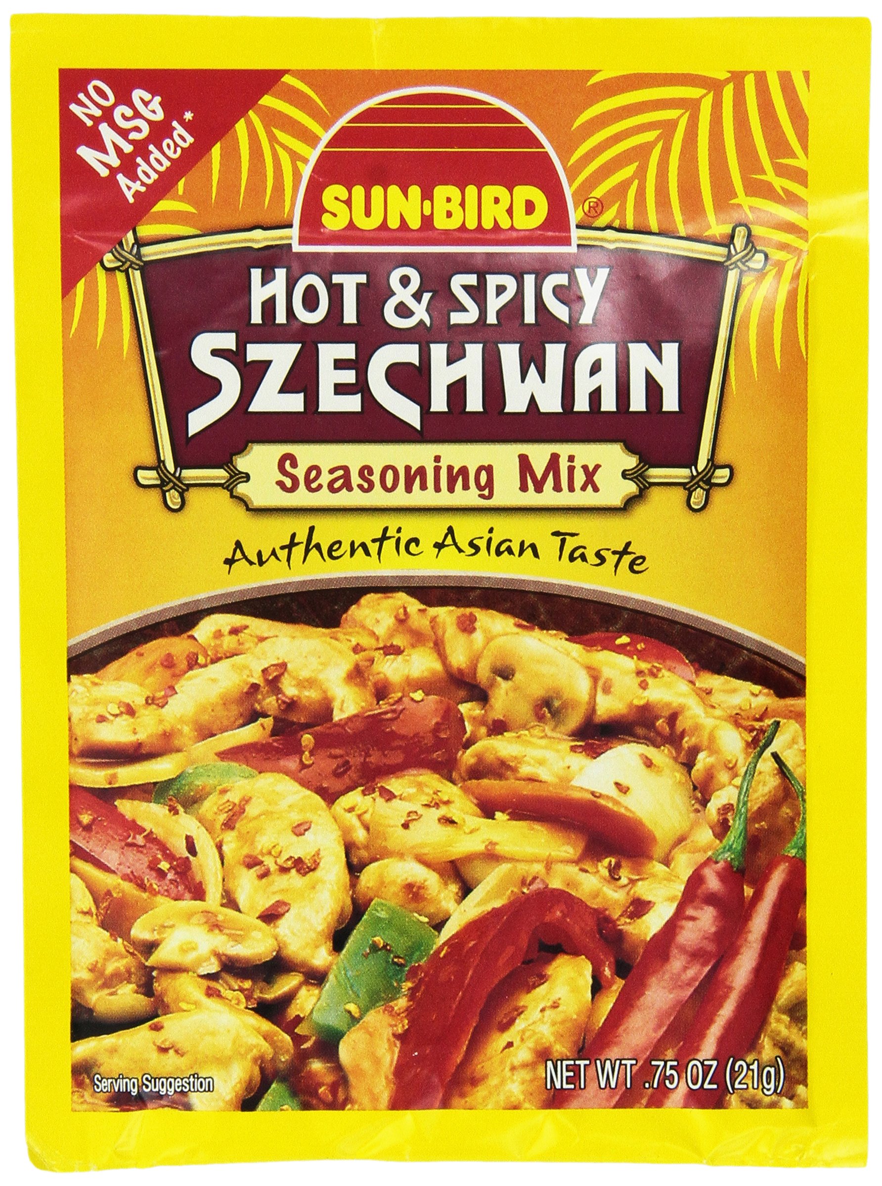 Sun Bird Hot & Spicy Szechuan Seasoning Mix - Authentic Asian Flavor, No MSG, 0.75oz (24 Pack) | Perfect for Stir-Fry, Noodles & Chinese Cooking