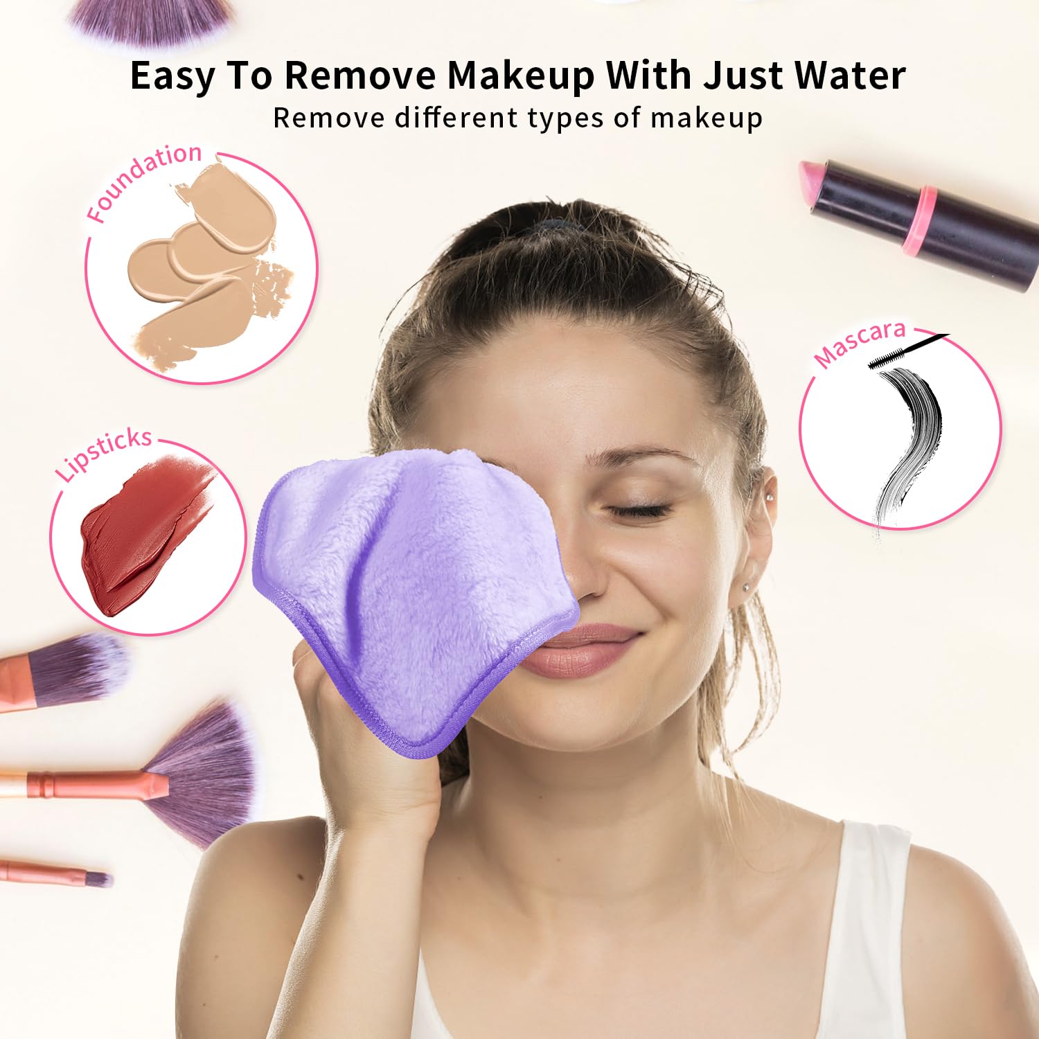 **12 Pack Reusable Makeup Remover Cloths - 6.5