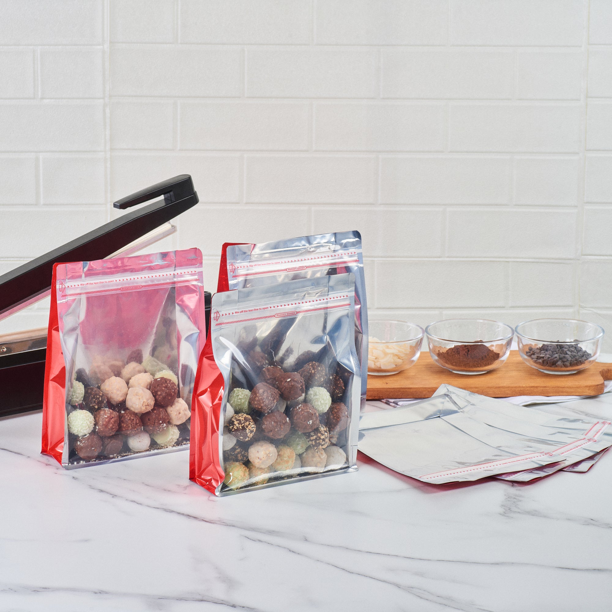 Premium Red Plastic Snack Bags - Large 9.5