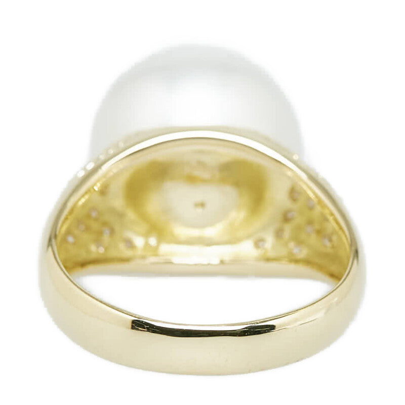 18K Gold Diamond Pearl Ring for Women - Elegant Bridal Wedding Engagement Jewelry Gift - Perfect for Anniversaries, Proposals & Special Occasions