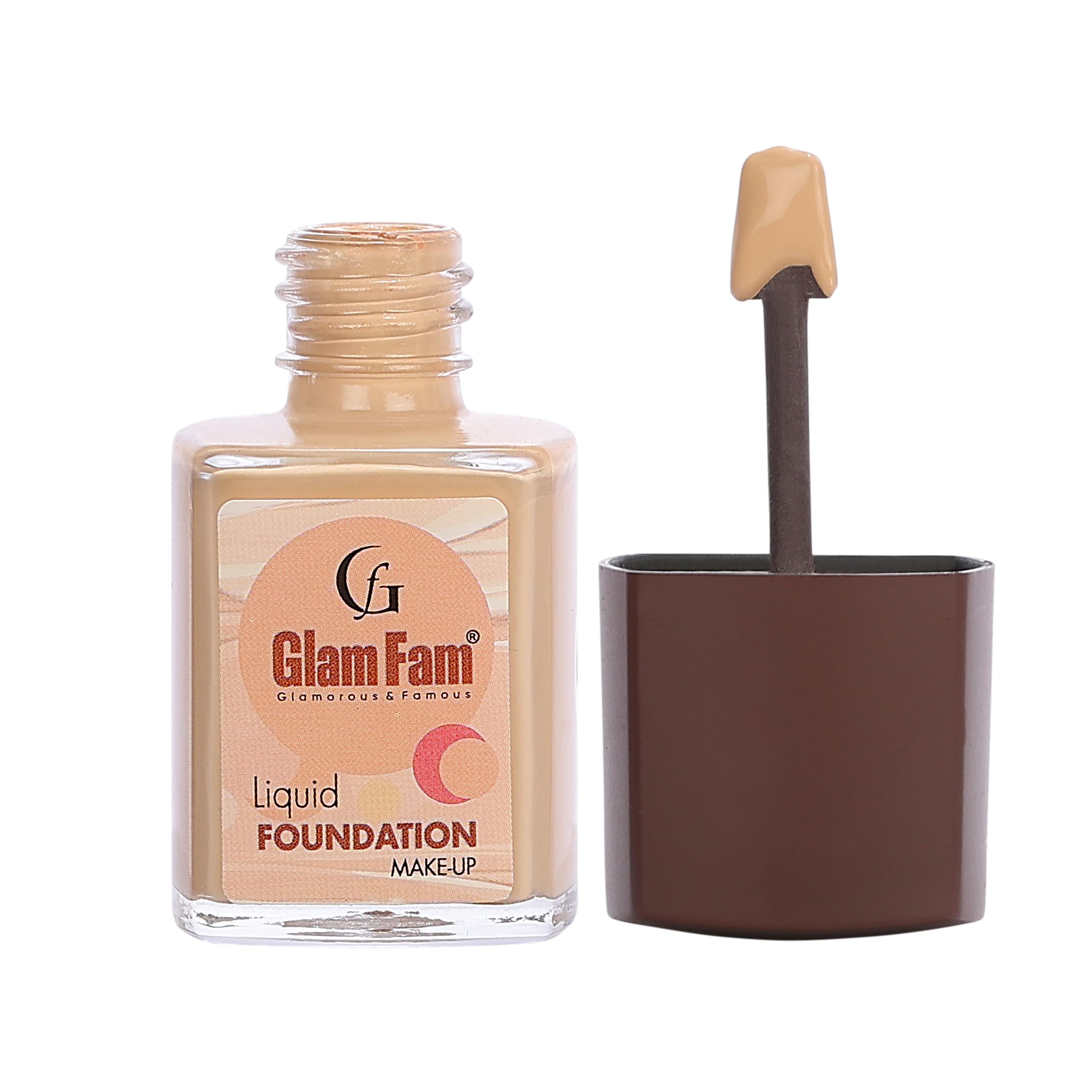GLAMFAM Lightweight Full Coverage Liquid Foundation - 30ML Matte Finish Makeup with Makeup Blender | Waterproof Black Eyeliner & Mascara Set | Perfect for Daily Wear, Night Out & Professional Makeup Looks