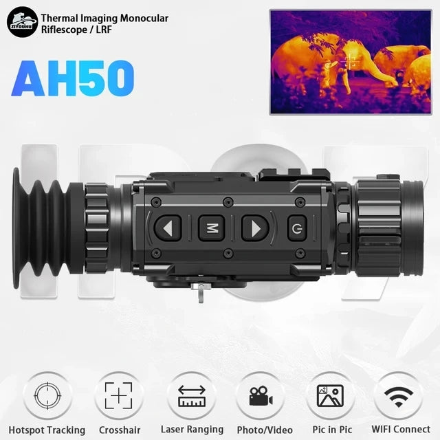 Thermal Imaging Monocular with Laser Rangefinder - IP67 Waterproof, Pseudo Color & Heat Detection - Perfect for Hunting, Wildlife Observation, and Security Surveillance