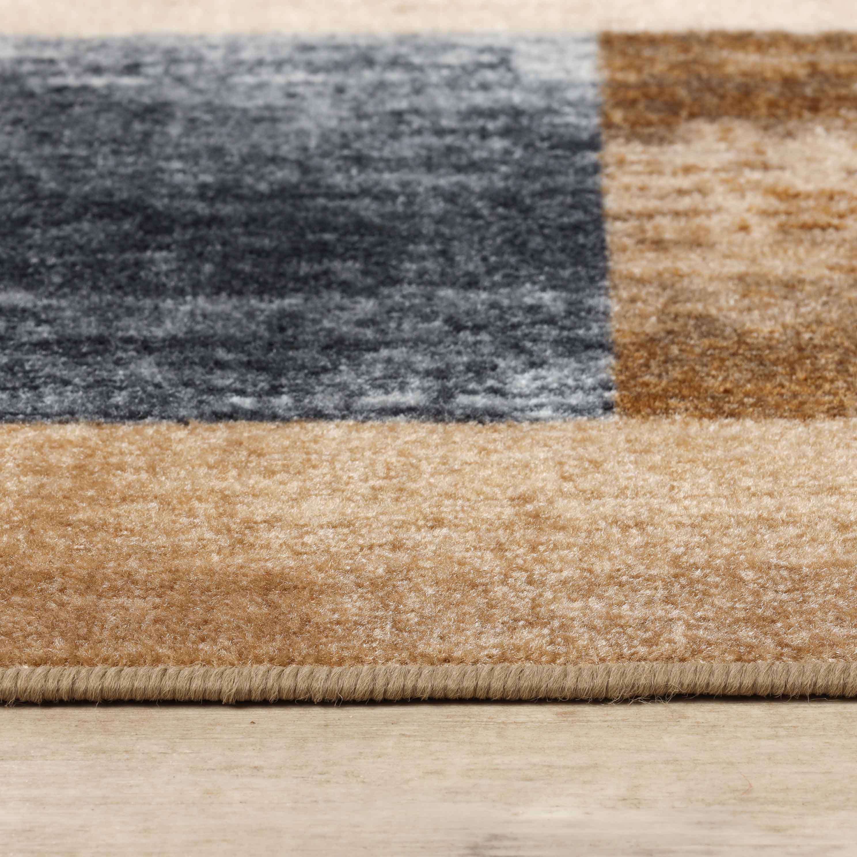 Lockwood Color Block Non-Slip Washable Indoor Area Rug or Runner - Perfect for Living Room, Bedroom, Entryway & High Traffic Areas
