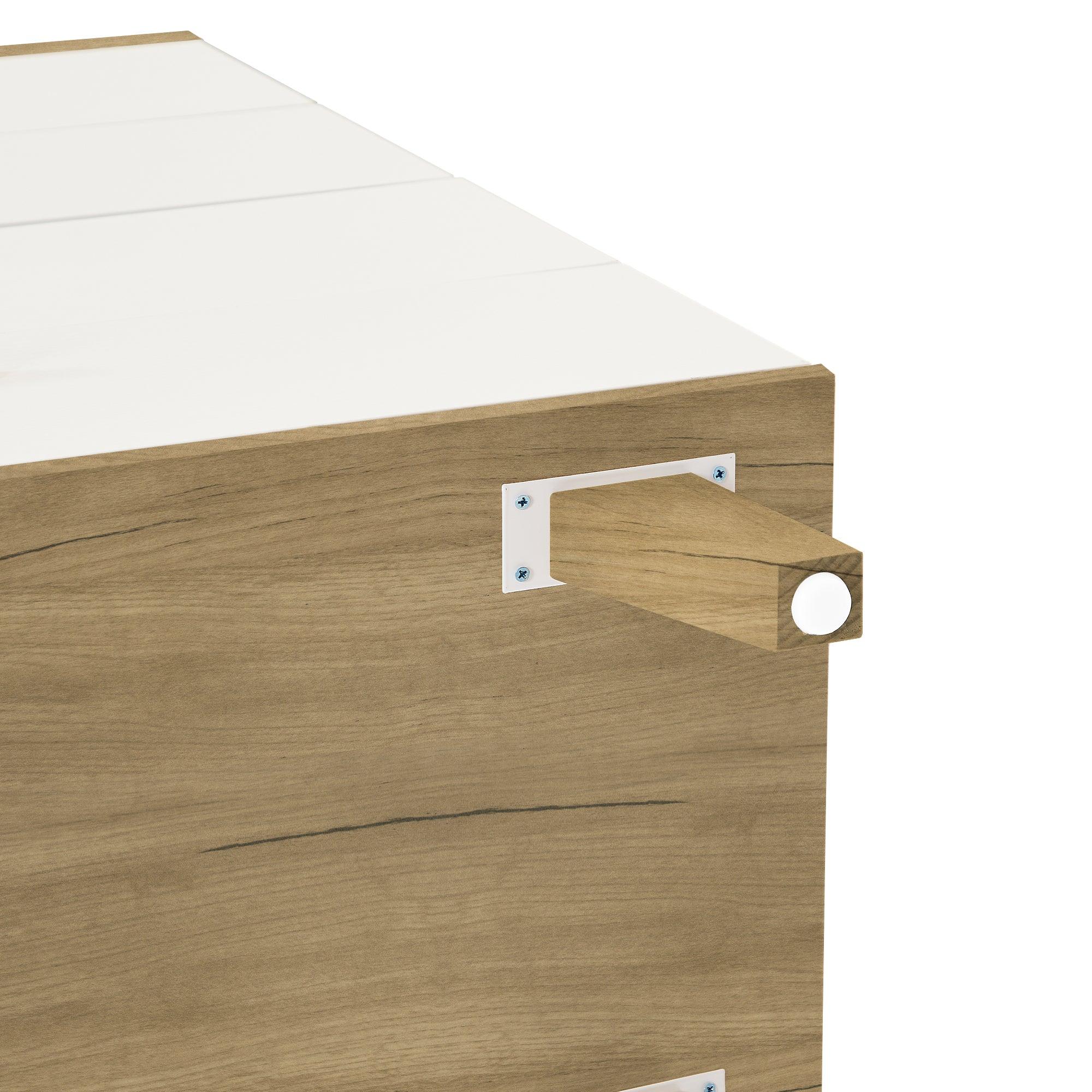 Solid Wood Drawer Dresser Cabinet with Handles - Buffet Sideboard Storage Console Table for Dining Room, Living Room, Kitchen & Hallway - Brown & White Finish | Perfect for Home Organization & Extra Storage Space