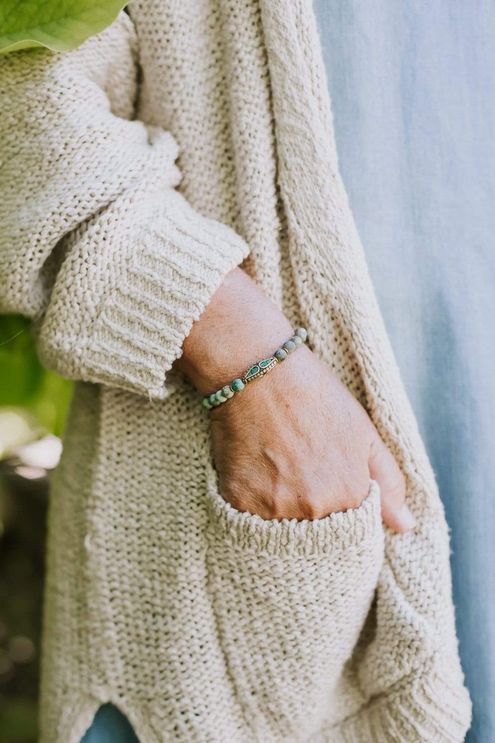 Handmade African Turquoise Beaded Bracelet for Women - Boho Chic Jewelry for Self Expression & Positive Energy - Perfect for Yoga, Meditation & Everyday Wear