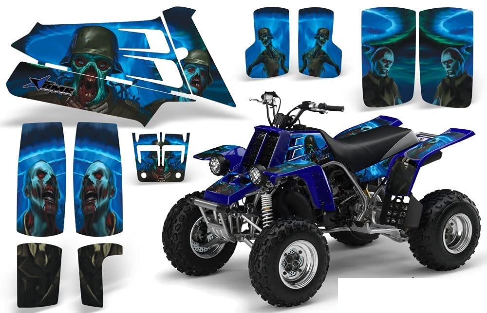 AMR Racing ATV Graphics Kit Sticker Decal for Yamaha Banshee 350 (1987-2005) - Zombie Trooper Blue Design | High-Quality Vinyl Decals for Off-Road & Trail Riding Adventures