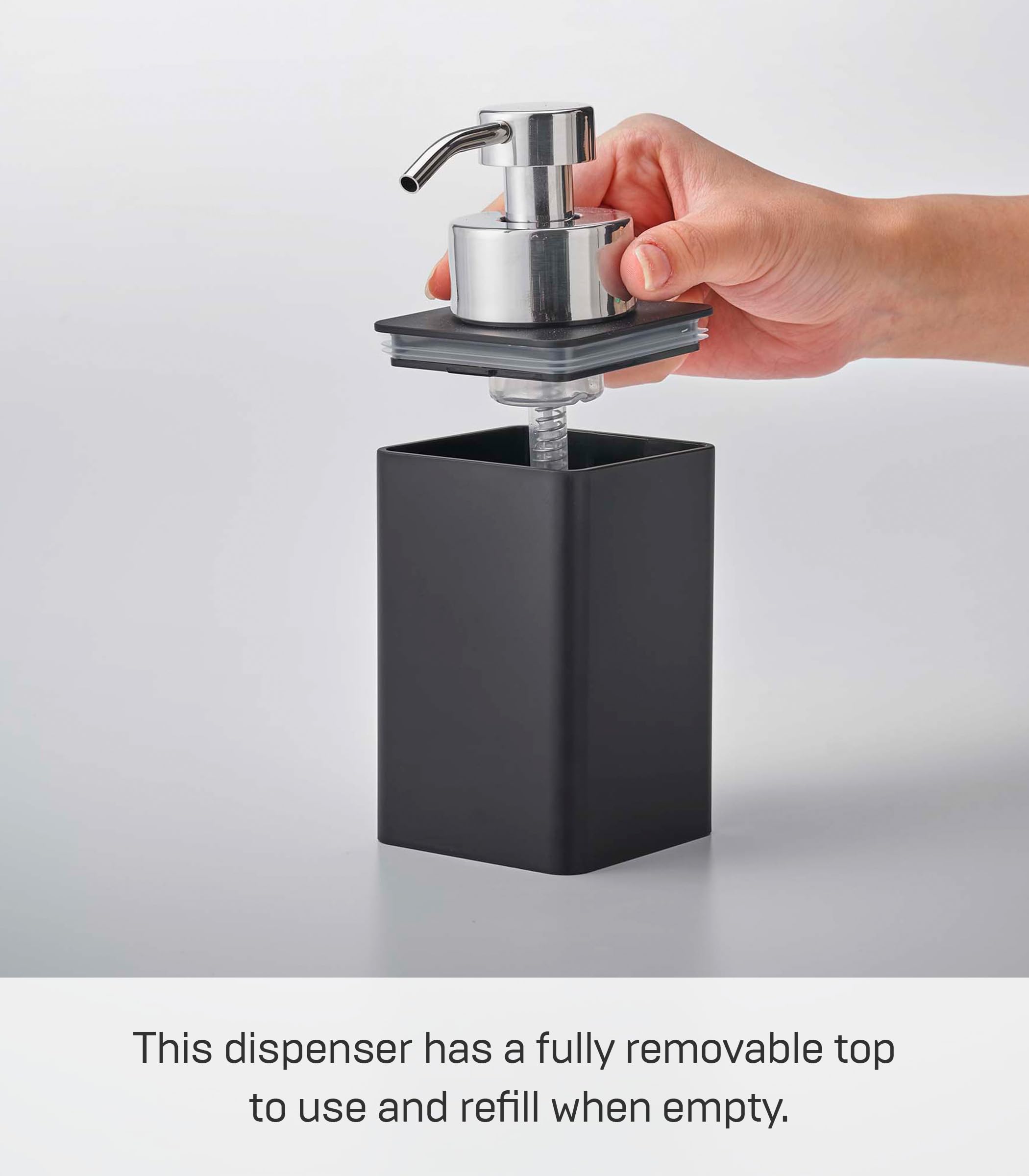 Yamazaki Home Black Plastic Foam Soap Dispenser - Compact & Stylish for Bathroom, Kitchen, or Office Sink