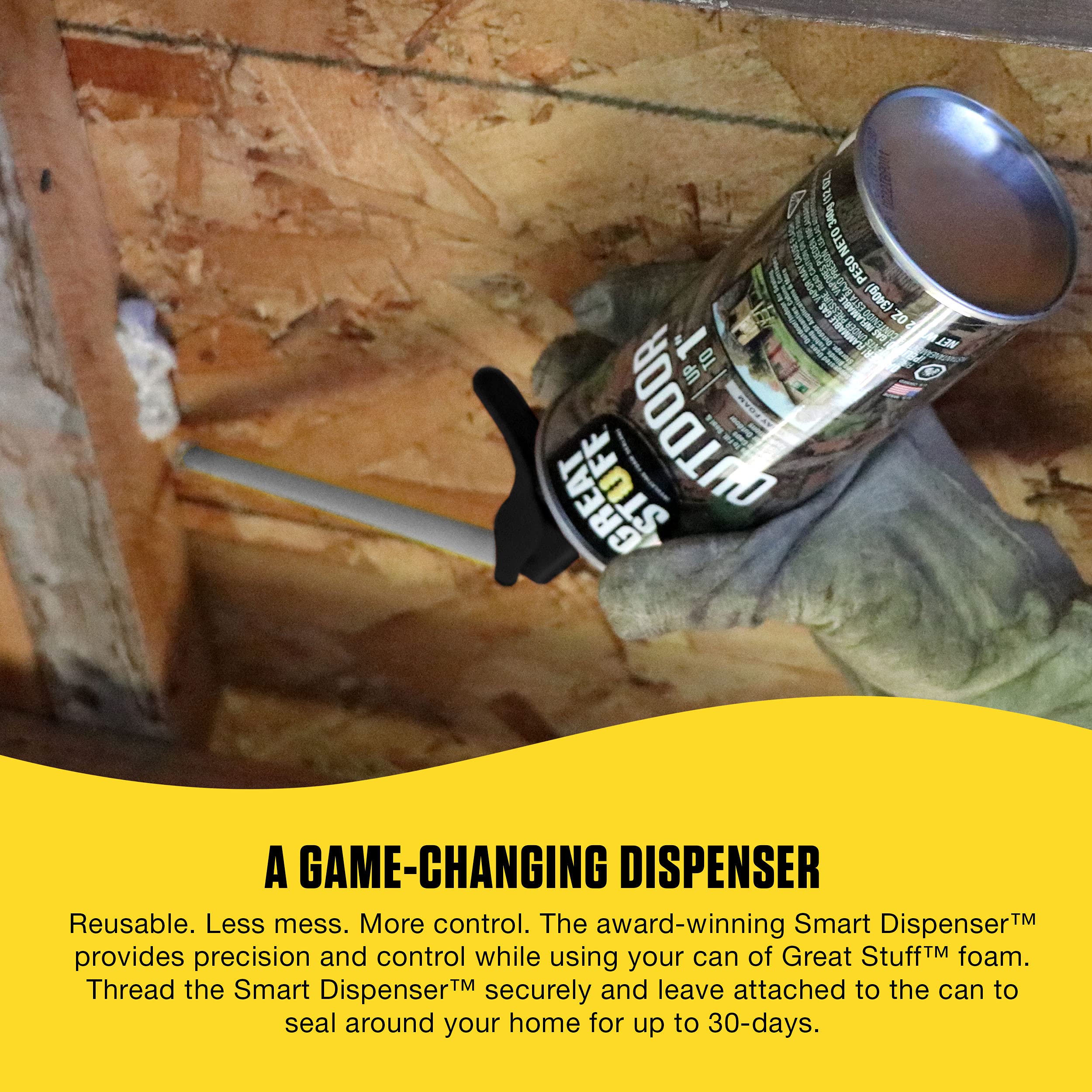 Great Stuff Smart Dispenser Outdoor 12oz, Gray - Foam Sealant for Gaps & Cracks, Weatherproof Insulation for Windows, Doors & Pipes