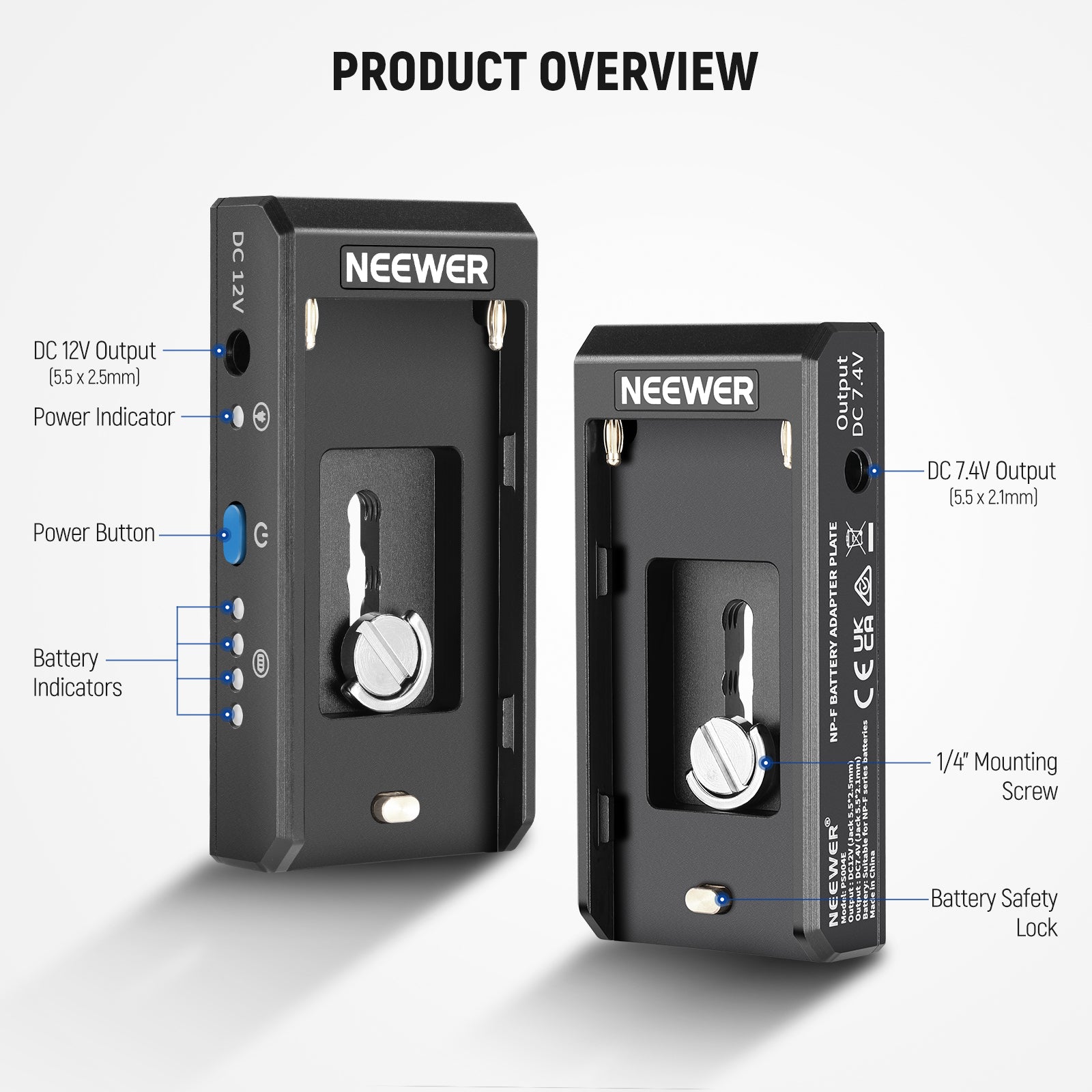 NEEWER PS004E NP-F Battery Adapter Plate with NP-FZ100 Dummy Battery - Power Your Sony Camera for Extended Shooting | Perfect for Photography, Videography & Live Streaming