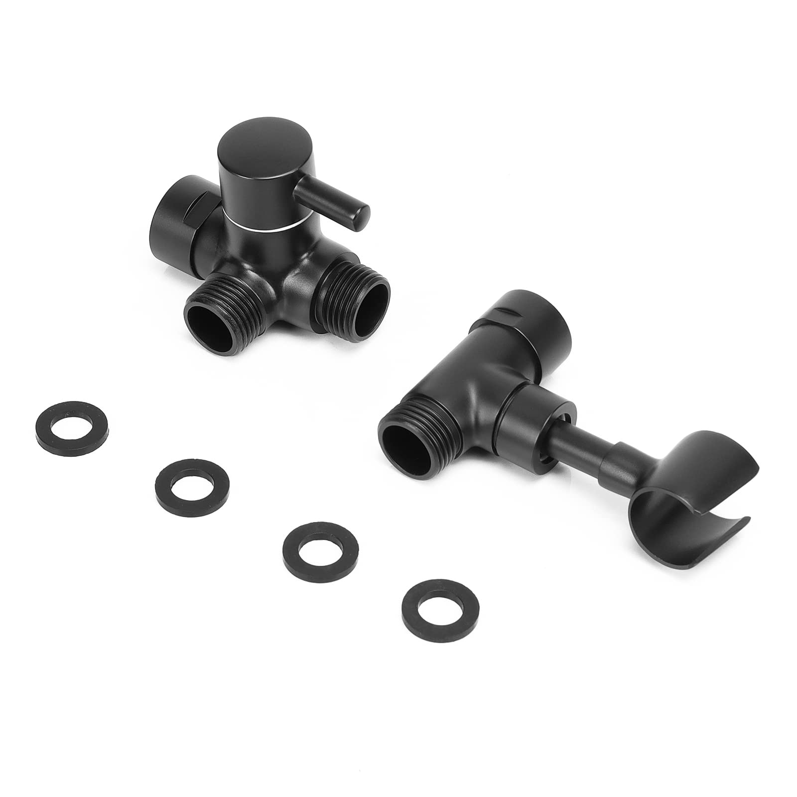 NearMoon All Metal 3-Way Shower Diverter Valve - G1/2 Thread Universal Bathroom Shower System Replacement Part with Handheld Shower Mount - Matte Black - Perfect for Dual Shower Head Setup in Home Bathroom Renovation