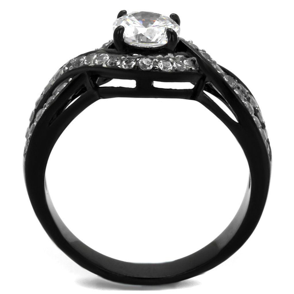 Marimor 1.65ct AAA CZ Black Steel Engagement Ring Size 5-10 for Women - Perfect Wedding Proposal Gift