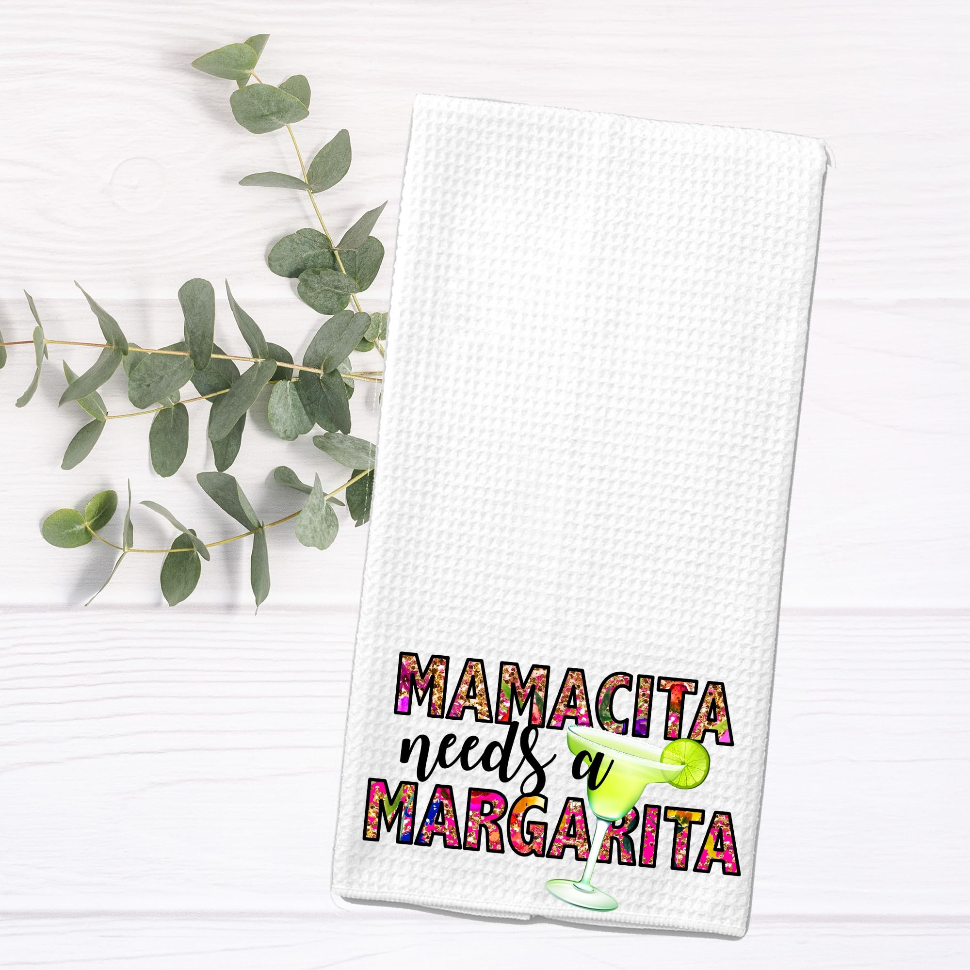 Funny Mamacita Needs a Margarita Kitchen Towel - Absorbent Microfiber Bar & Tea Towel Set - Perfect for Cocktail Parties, Mexican Themed Decor & Housewarming Gifts