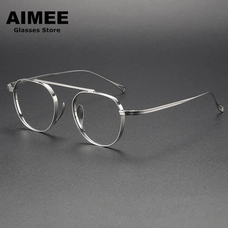 Aimee Unisex Full Rim Oval Browline Titanium Eyeglasses Frame 9503 - Lightweight & Durable for Work, Reading & Fashion