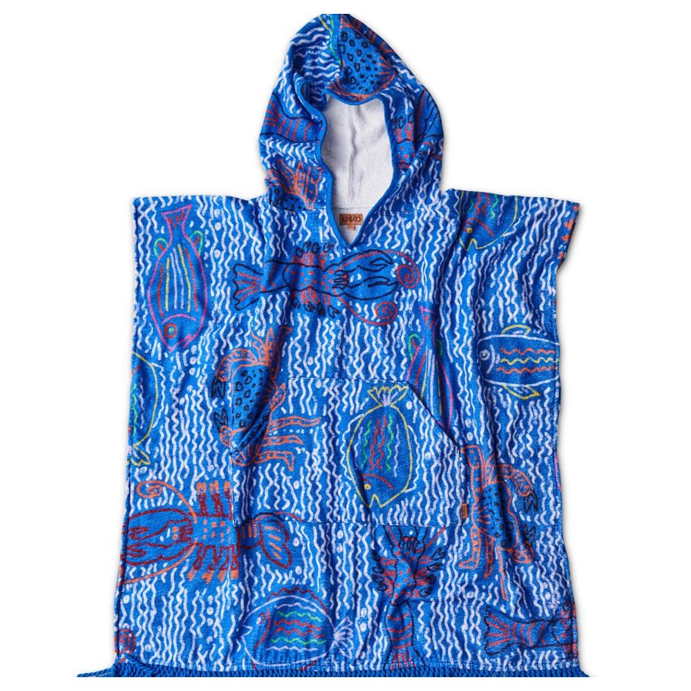 Deep Blue Kids Terry Poncho - Soft & Cozy Hooded Bathrobe for Boys & Girls - Perfect for Bath Time, Beach Cover-Up, or Lounging at Home