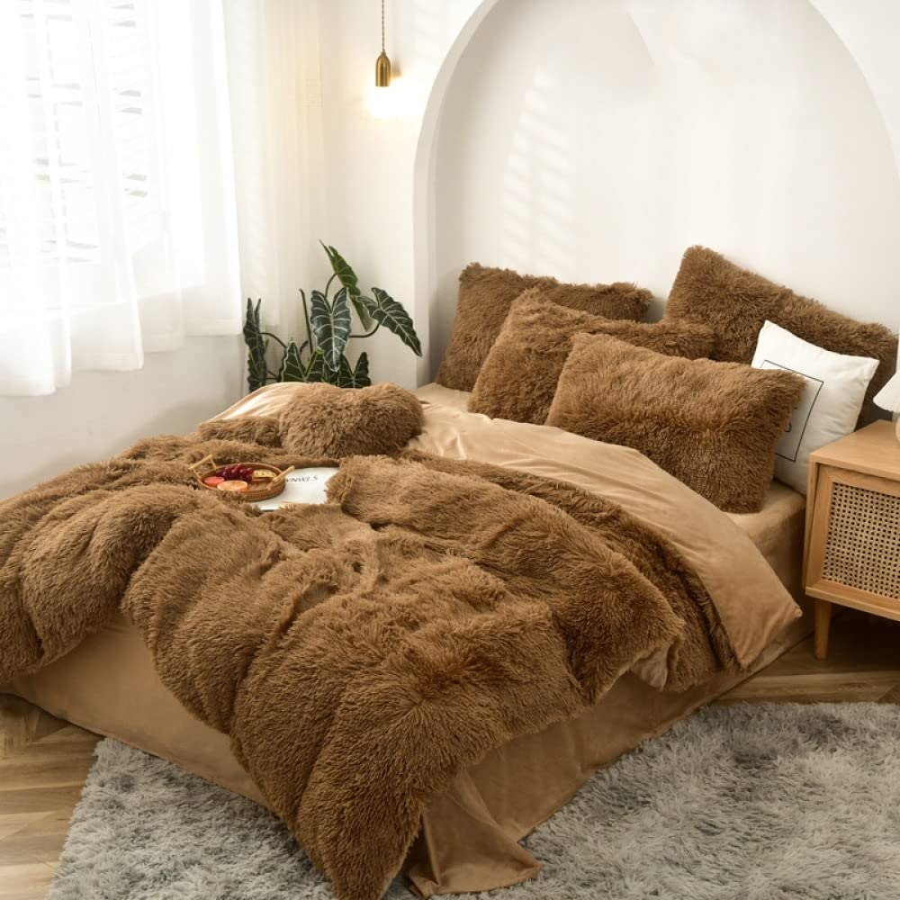 Luxury Velvet Bedding Set - 4 Piece Mink Plush Comforter Cover with Pillowcases, Soft Coral Velvet Quilt & Sheet, 200x230cm - Perfect for Cozy Winter Nights & Elegant Bedroom Decor