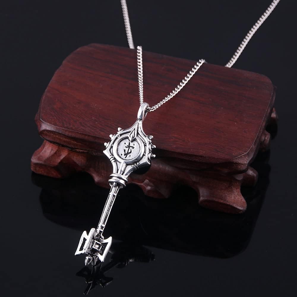 Vintage 3D Double-Sided Engraved Eternal Key Pendant Necklace - Romantic Jewelry Gift for Women, Perfect for Valentine's Day, Anniversary & Special Occasions
