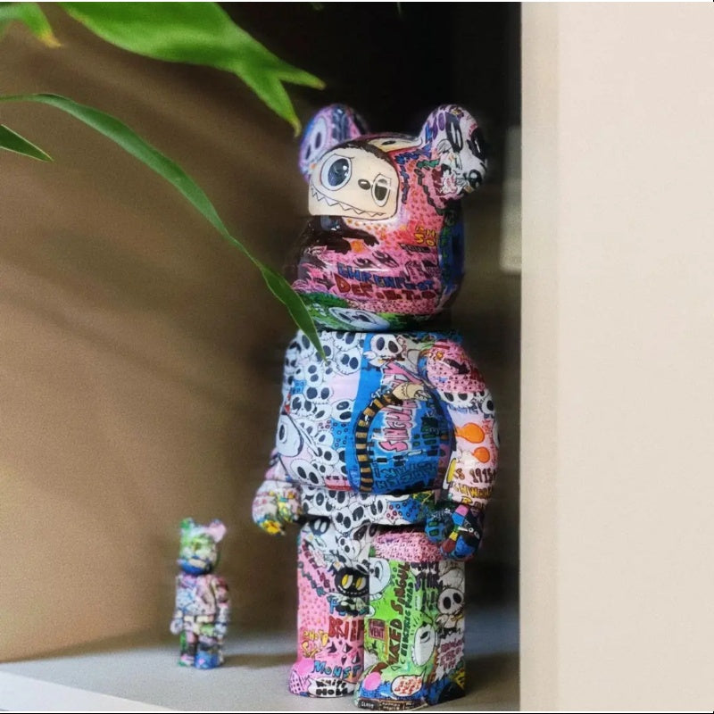 Labubu The Monsters Kasing Lung x Bearbrick 400% & 100% Collectible Figure Set - Limited Edition Art Toy for Display, Gifts & Anime Collections