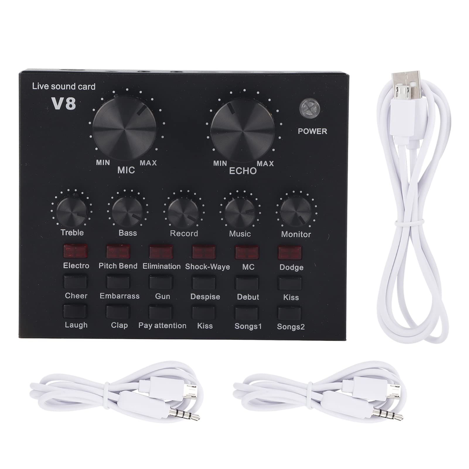 V8 Live Sound Card - USB Audio Mixer with Headset Microphone for Streaming, KTV, Voice Chat | Dual Phone Compatibility for Professional Broadcast & Karaoke Performances | Perfect for Home Studios, Live Shows & Online Content Creation