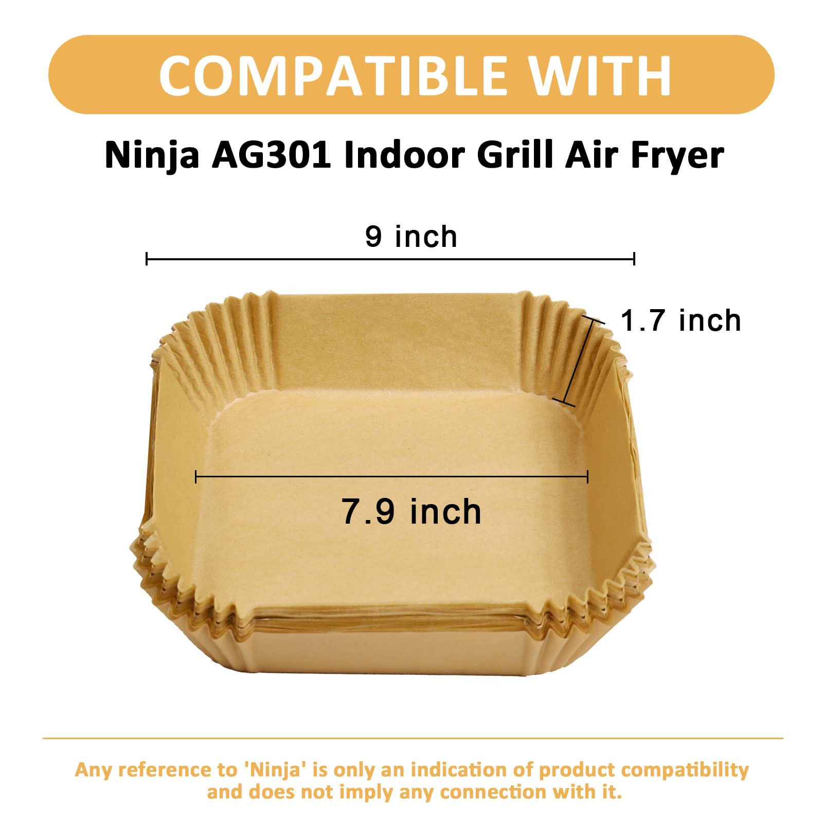 200Pcs Disposable Air Fryer Liners - Non-Stick Parchment Paper for Ninja, COSORI, Gourmia, PowerXL, Instant Pot, Fabuletta & Philips Air Fryers - Perfect for Healthy Cooking, Easy Cleanup & Hassle-Free Meals