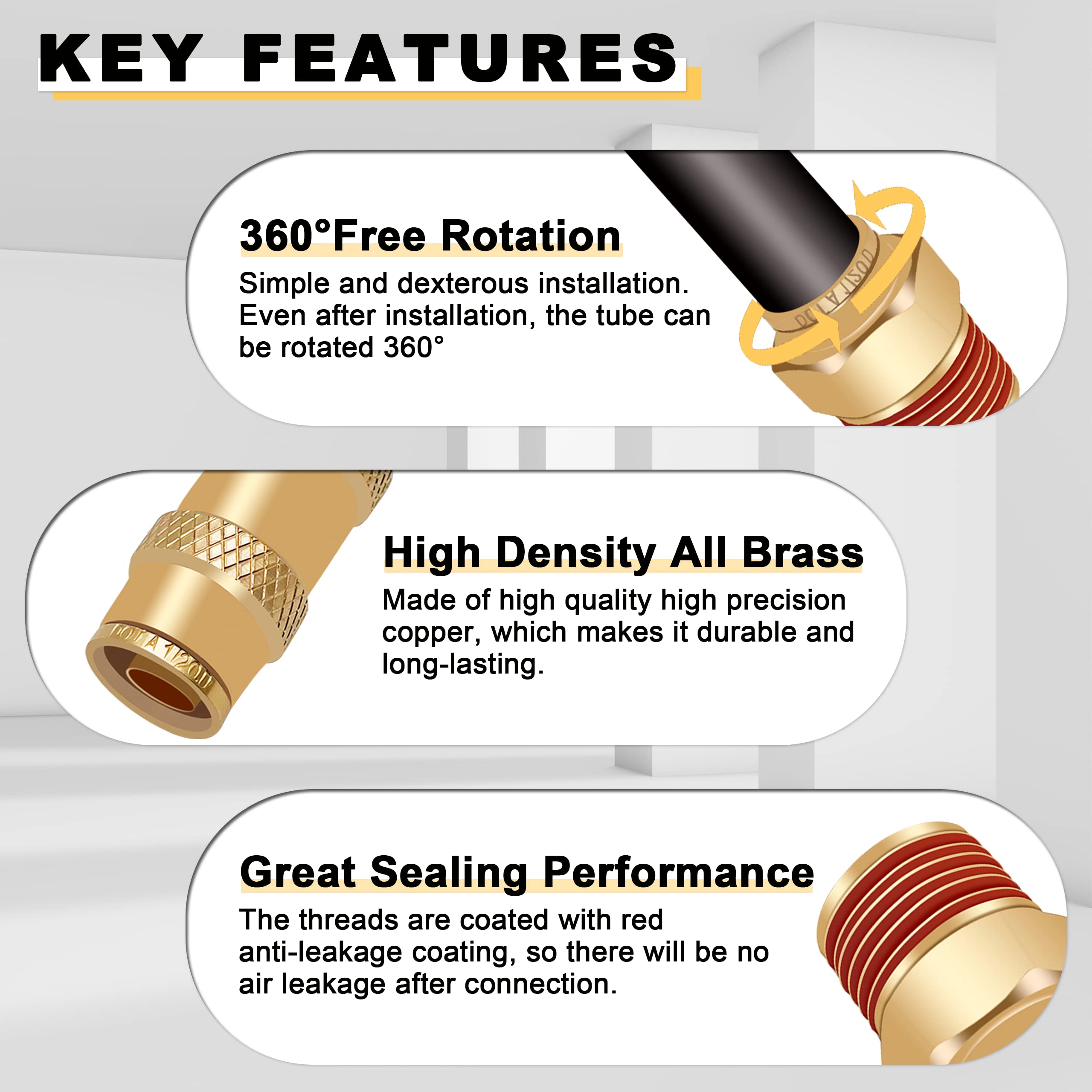 Siptenk 33PCS Brass DOT Air Fittings Kit - 1/4