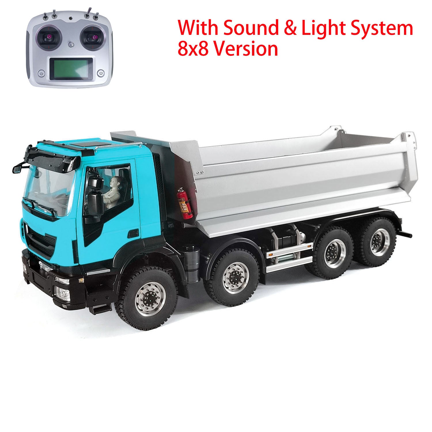 1/14 Scale 8x8 Metal Hydraulic RC Dump Truck - Remote Control Construction Vehicle with Realistic Sound & Lights, Pre-Assembled Painted Model with ESC Motor & Servo - Perfect for Construction Enthusiasts, Collectors, and RC Hobbyists