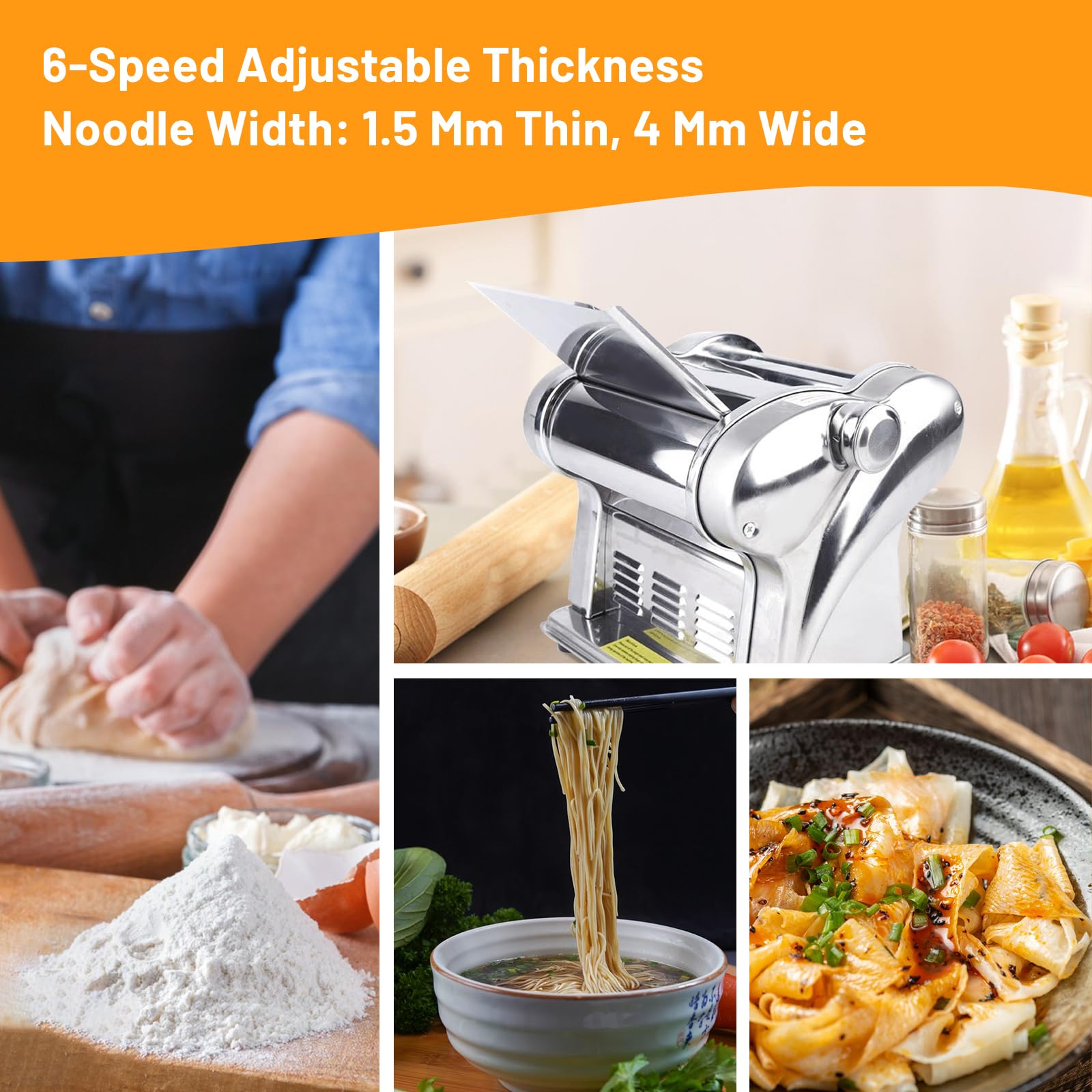 Commercial Electric Dough Sheeter Machine - 110V Stainless Steel Pasta Maker & Noodle Roller for Home & Restaurant Use - Perfect for Making Fresh Pasta, Dumplings, and Pastry Dough