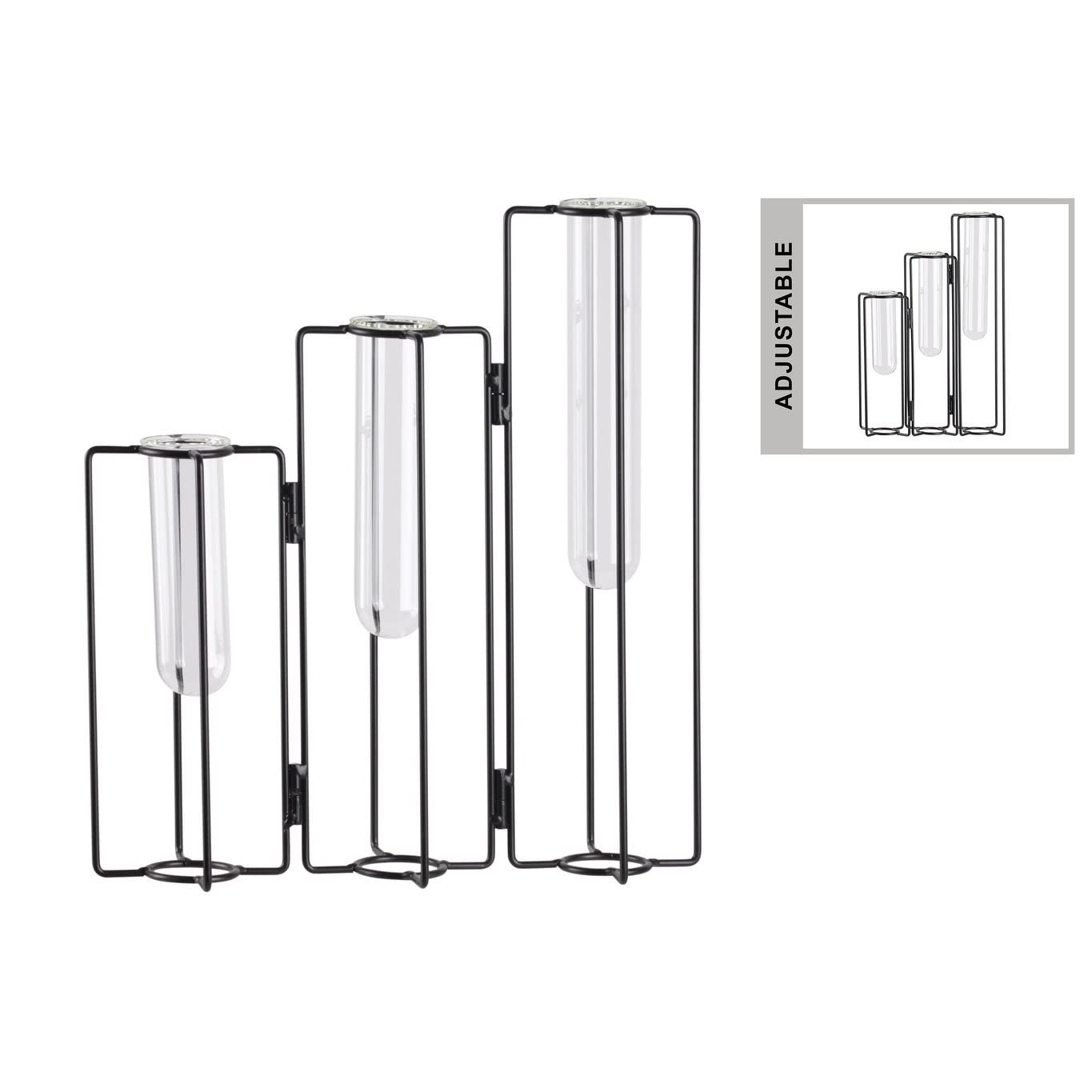 Metal Vase with Black Coated Finish - 15.75 Inch Modern Home Decor for Living Room, Dining Table, Office & Wedding Centerpieces