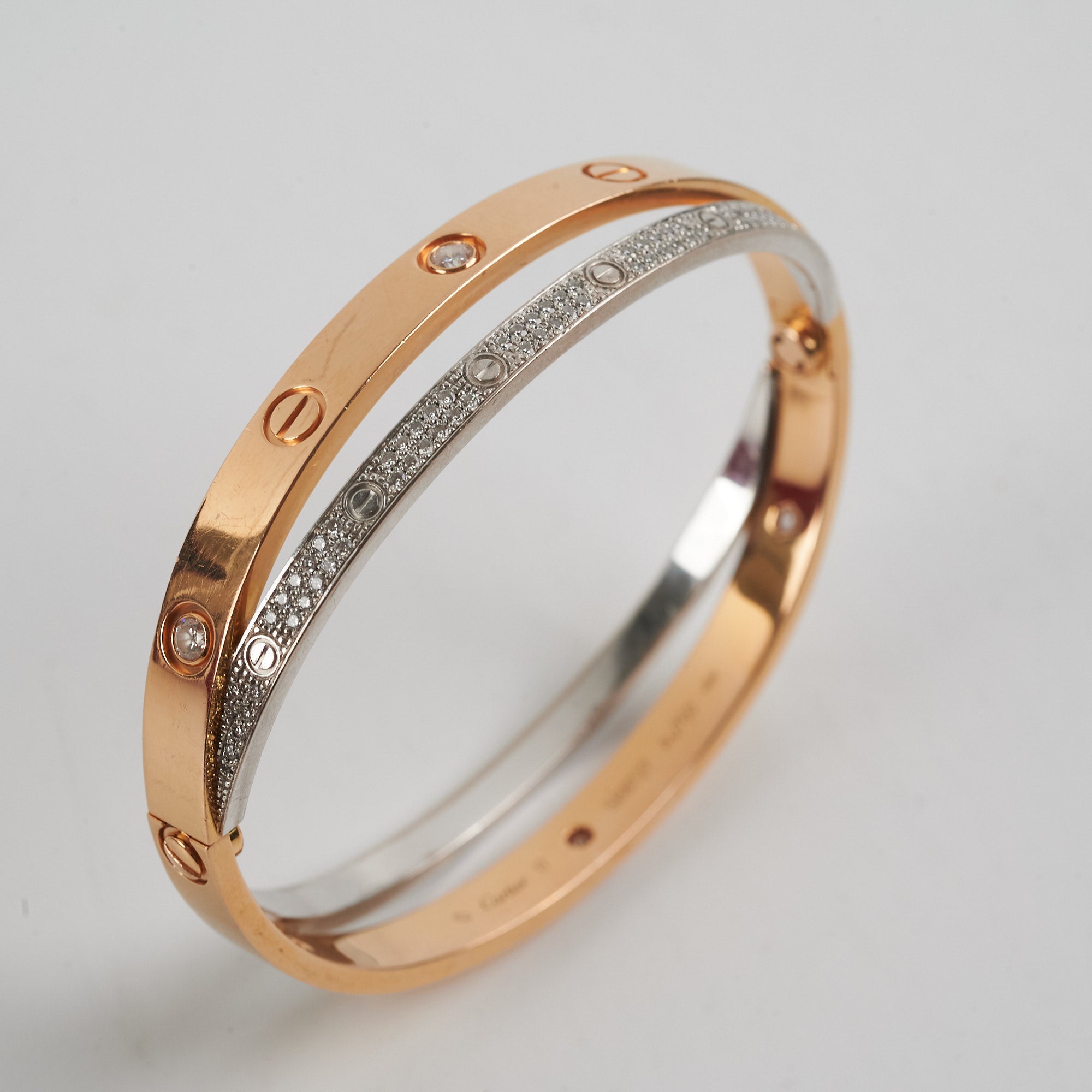 Cartier Double Love 18K Diamond Paved Yellow Gold & White Gold Ring - Size 17 for Women | Luxury Wedding, Engagement & Anniversary Jewelry Gift