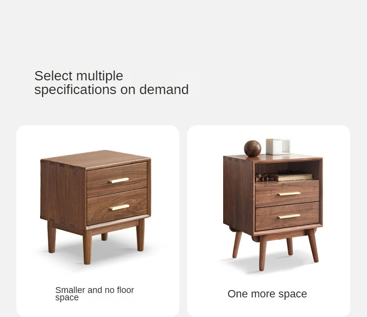 Solid Black Walnut Wood Nightstand - Bedside Table with Drawer for Bedroom Furniture, Modern Home Decor & Storage Solution