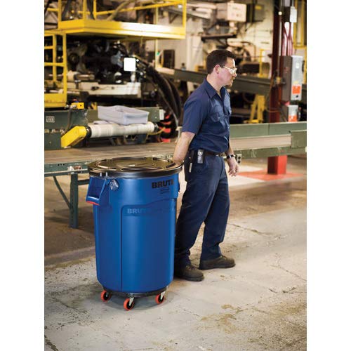 Rubbermaid BRUTE 20-Gallon Heavy-Duty Round Trash Can - Blue Commercial Garbage Bin for Landscaping, Construction Sites, Restaurants, Offices & Warehouses - Durable Waste Container for Indoor/Outdoor Use