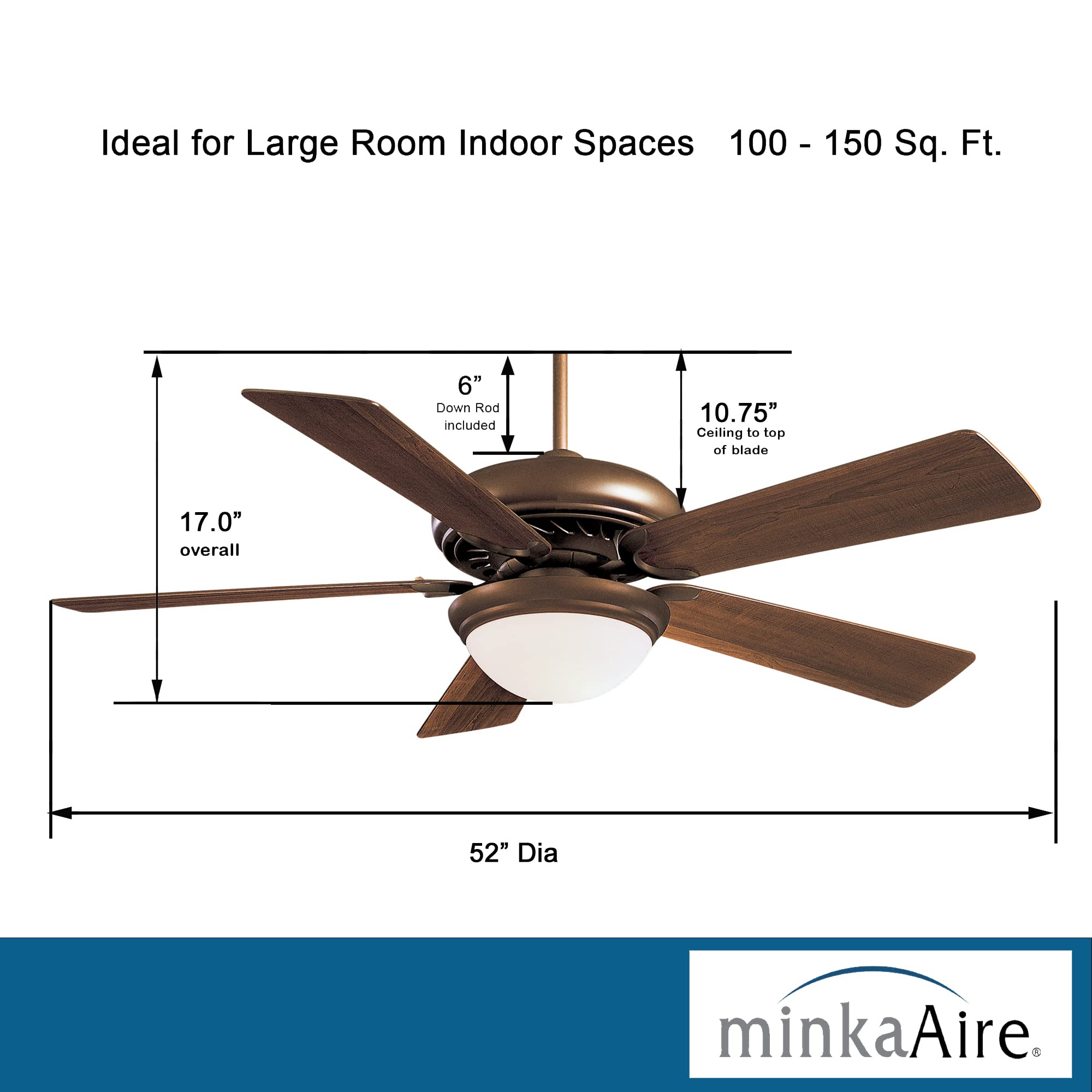 Minka-Aire F569L-ORB 52 Inch LED Ceiling Fan with Remote Control - Oil Rubbed Bronze Finish - Energy Efficient Modern Ceiling Fan for Living Room, Bedroom, or Patio