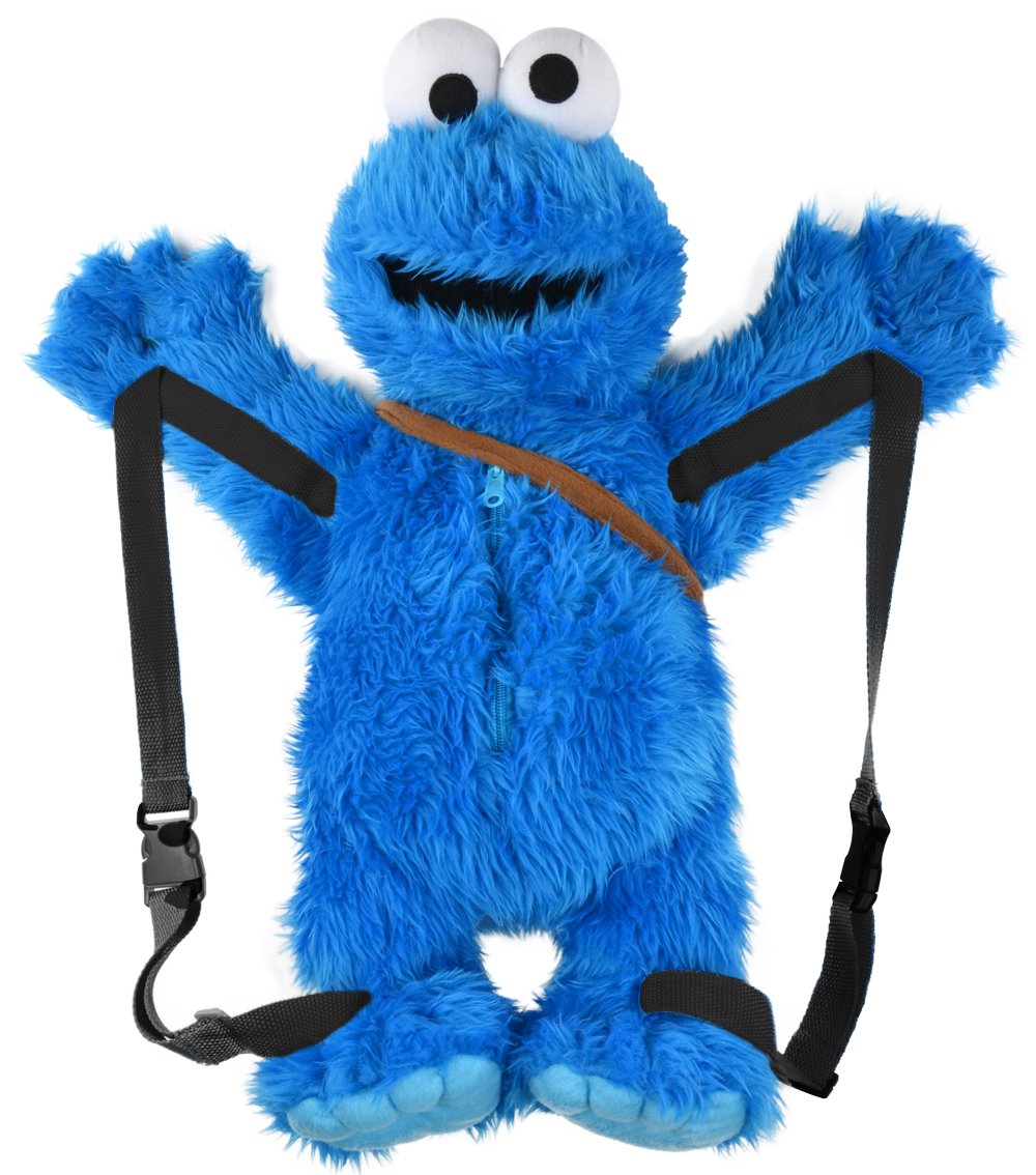 Blue 3D Cookie Monster Backpack 60cm - Rue Sesame Macaron Le Glouton - Perfect for School, Cosplay & Sesame Street Fans